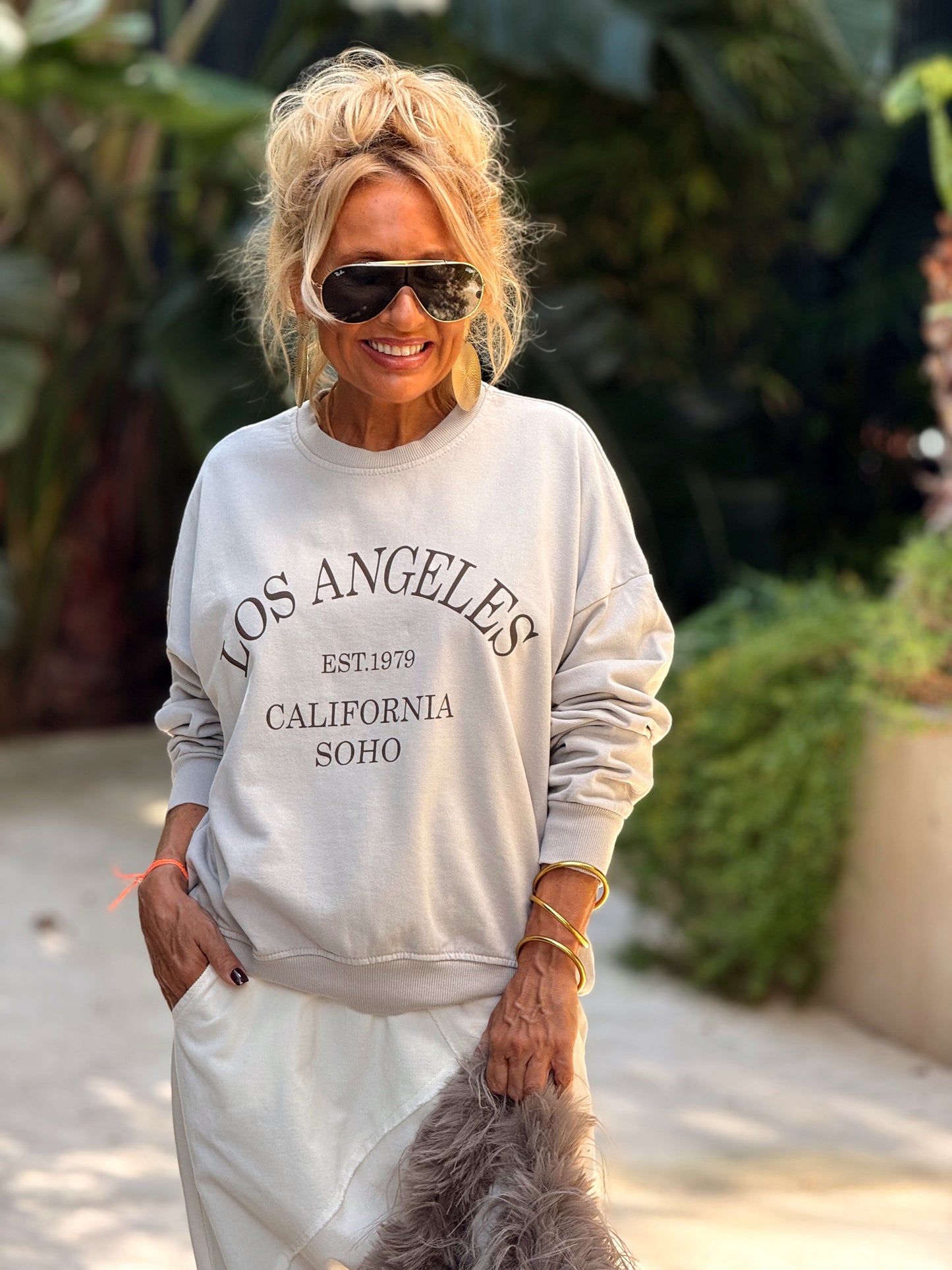 SUDADERA LOS ANGELES BEIGE