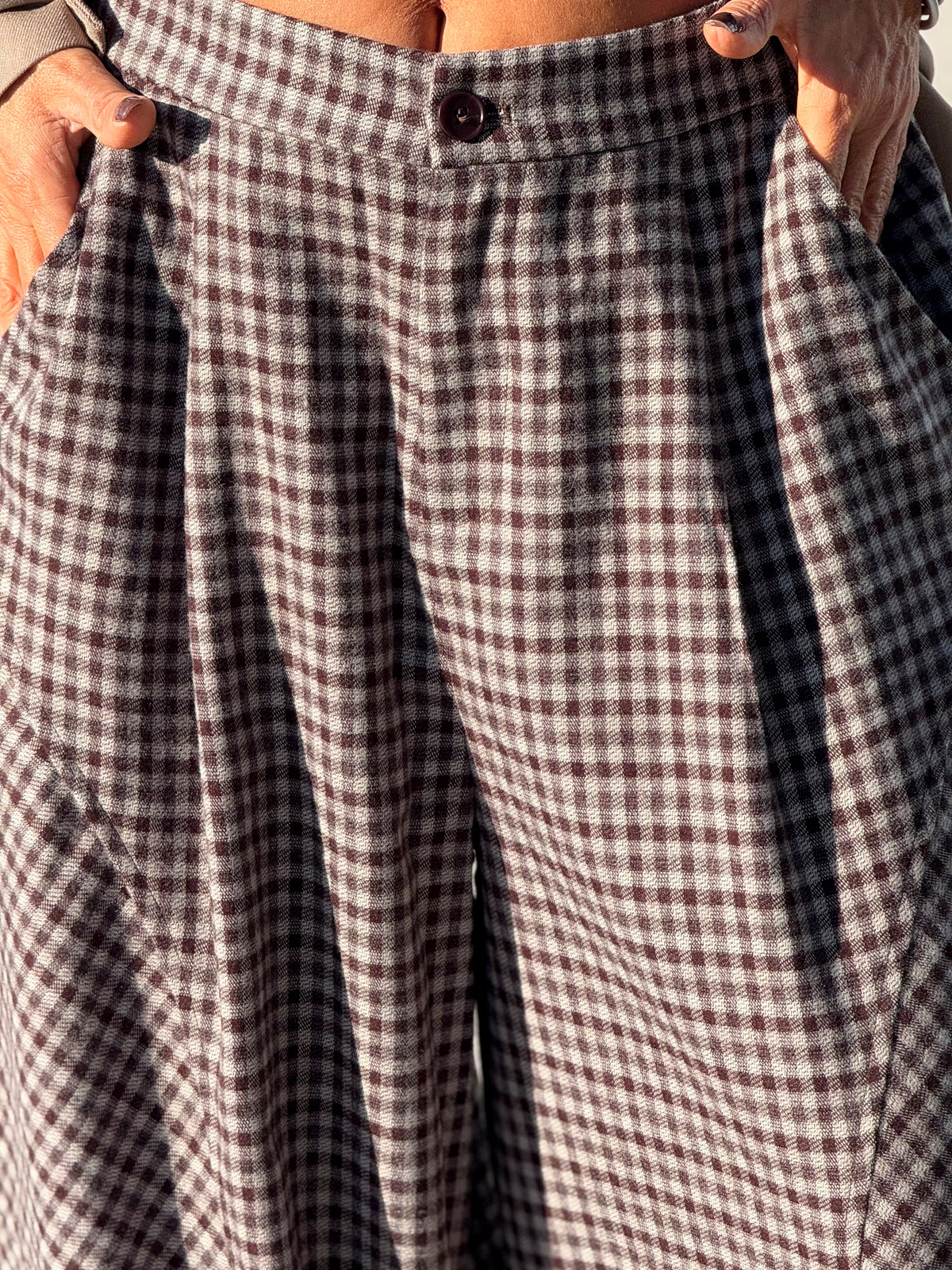 PANTALON OVERSIZE CUADROS LILIANA MARRÓN
