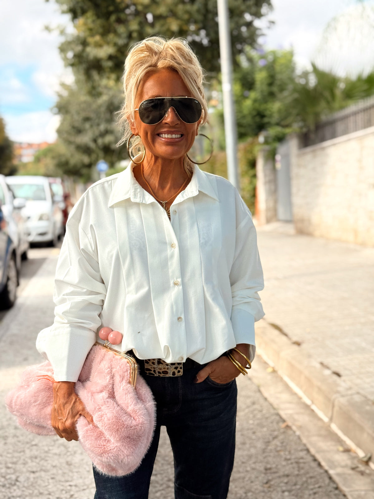 CAMISA CON PLIEGUES FILIPA MULTICOLOR
