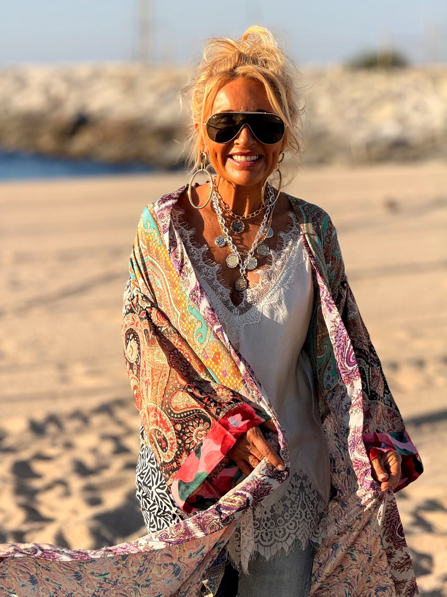 KIMONO ESTAMPADO MANGA 3/4 MULTICOLOR