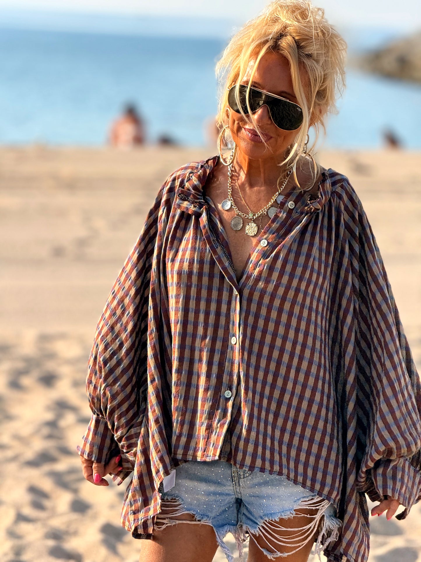CAMISA OVERSIZE DAVID CUADROS MARRÓN