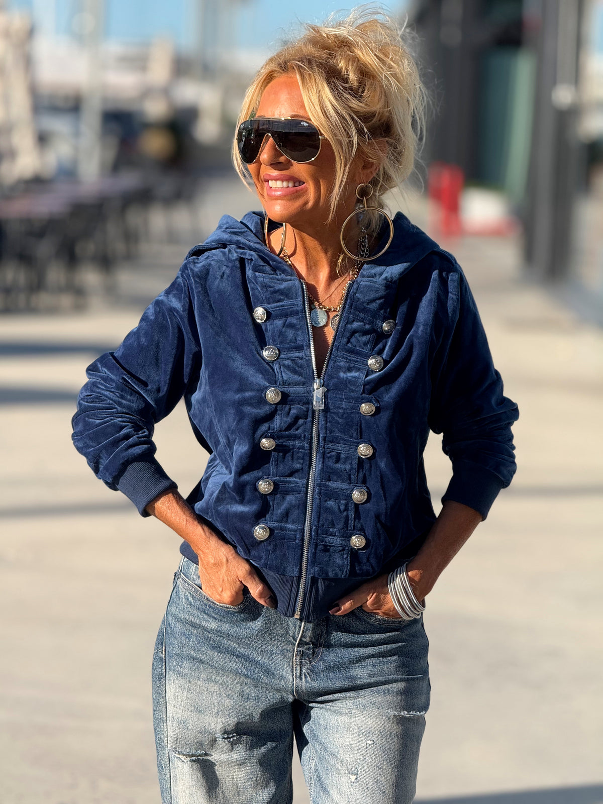 CHAQUETA TERCIOPELO AZUL