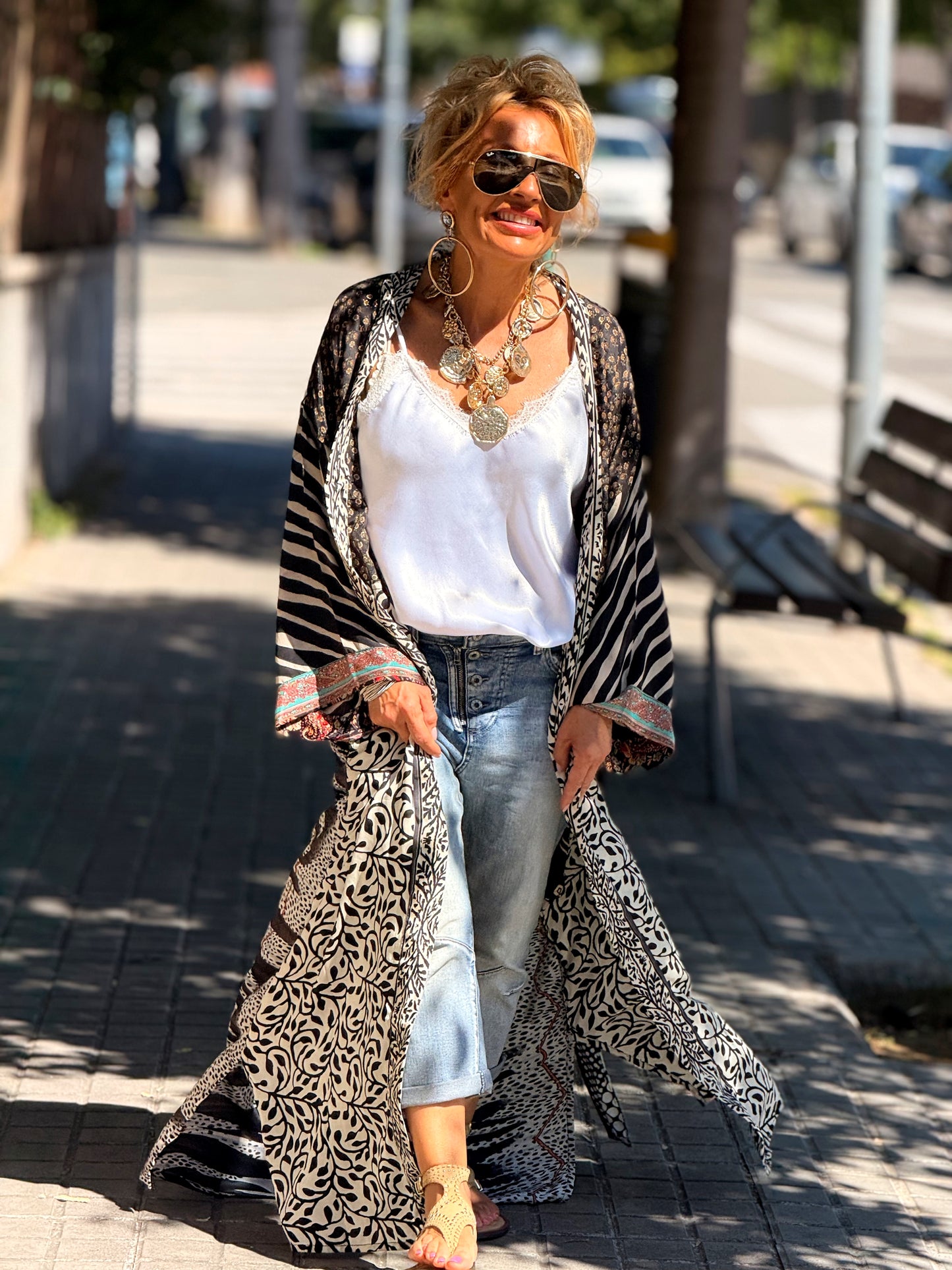 KIMONO ESTAMPADO MANGA 3/4 MULTICOLOR