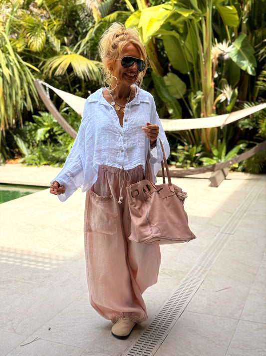 PANTALON OVERSIZE CON ENCAJE MULTICOLOR
