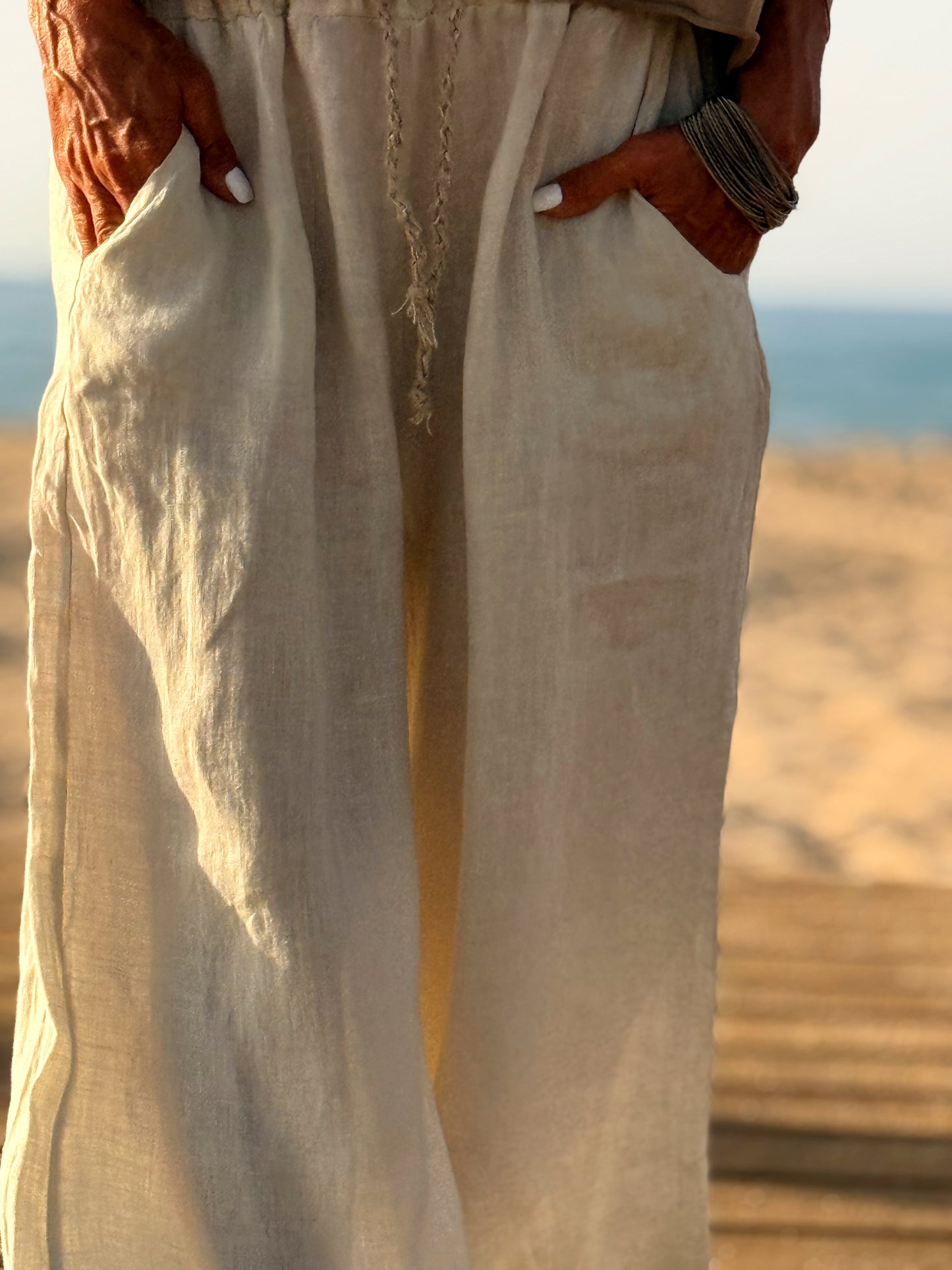 PANTALON CON CORDÓN LINO MULTICOLOR