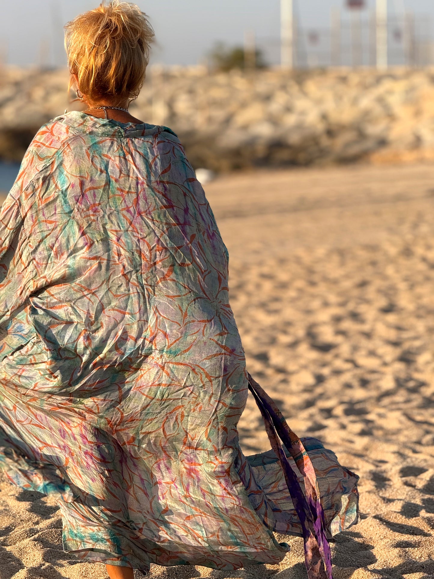 KIMONO ESTAMPADO MANGA LARGA CREPE DE SEDA MULTICOLOR