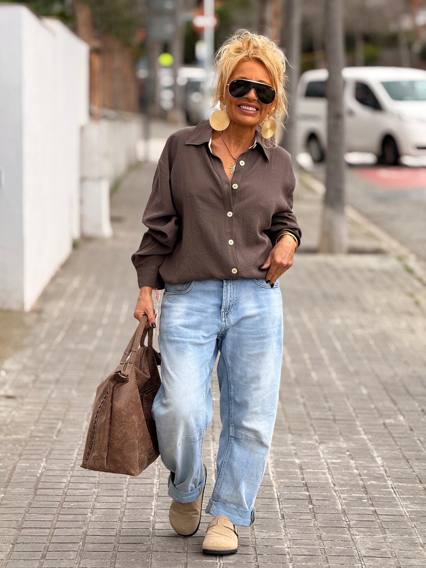 CAMISA OVERSIZE JULIE MARRÓN