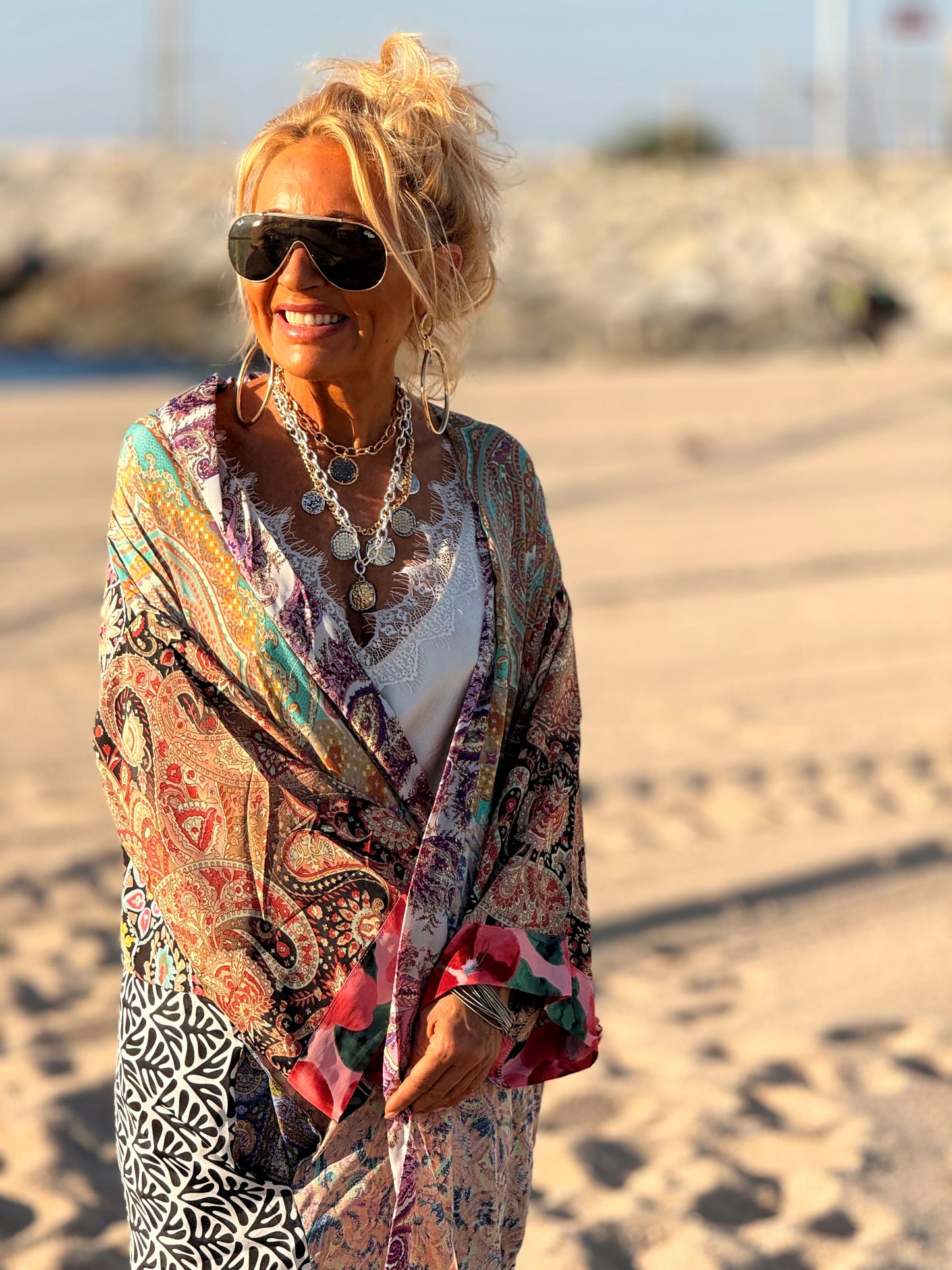 KIMONO ESTAMPADO MANGA 3/4 MULTICOLOR