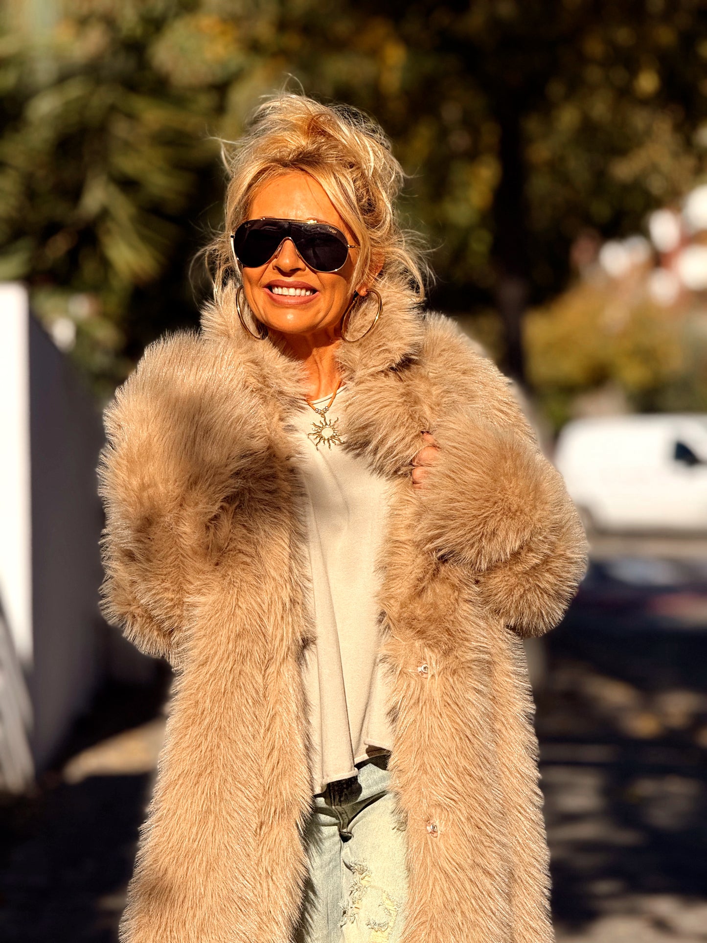 ABRIGO PELO SINTÉTICO OVERSIZE JULIA MULTICOLOR