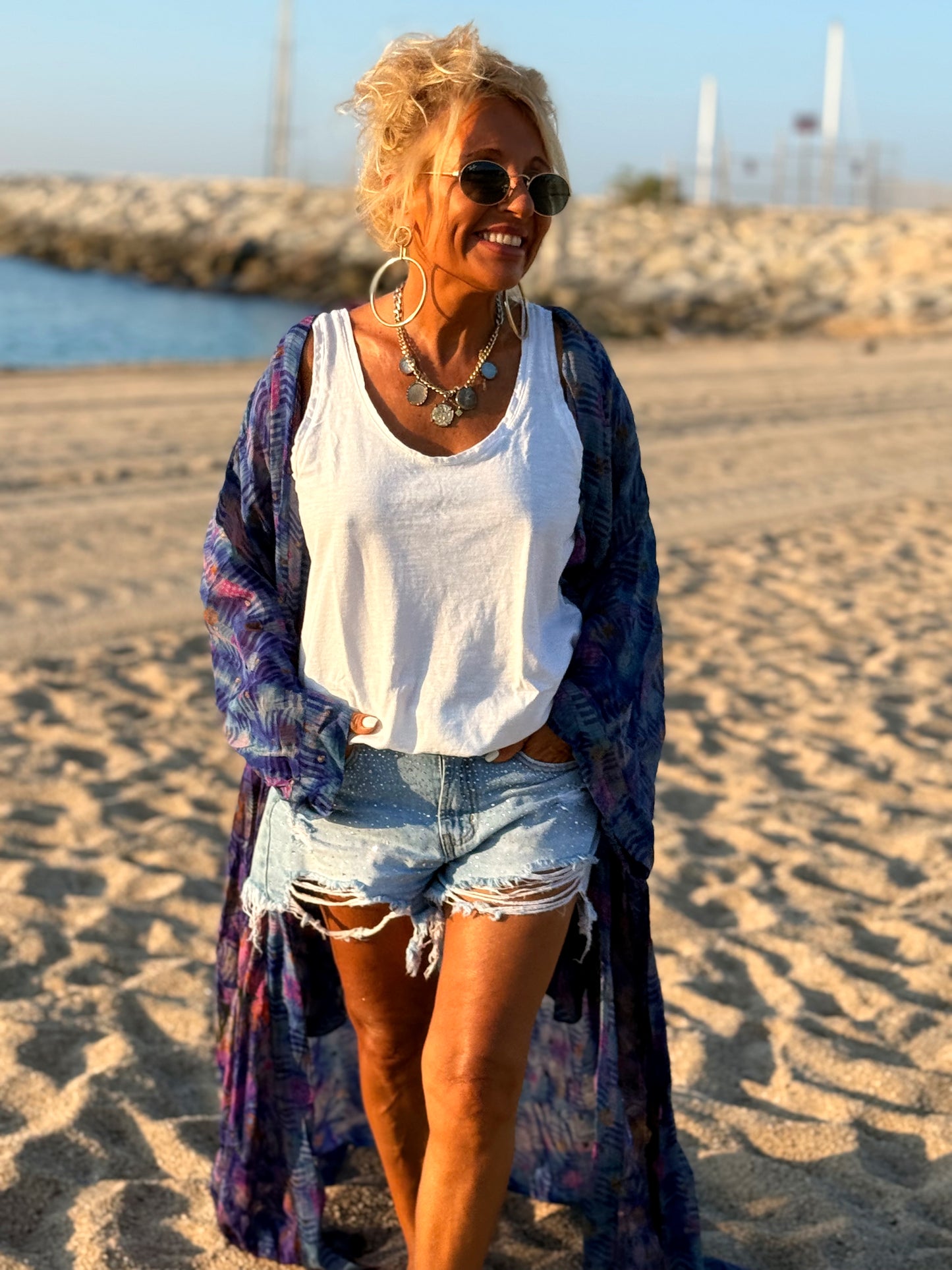 KIMONO ESTAMPADO MANGA LARGA CREPE DE SEDA MULTICOLOR