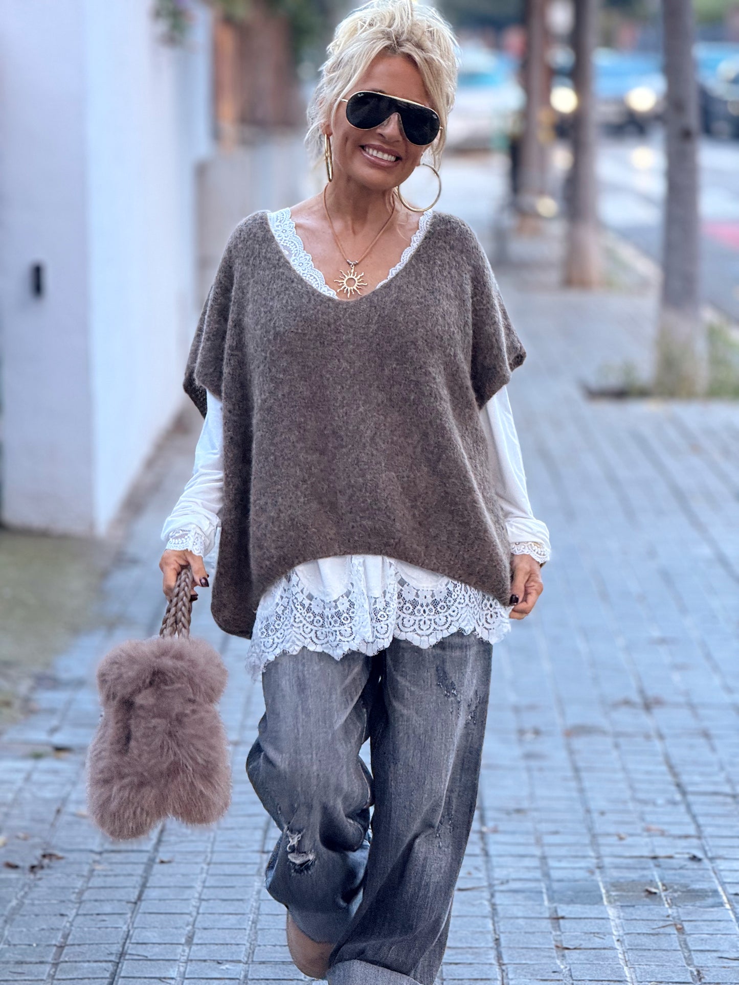 JERSEY-CHALECO DE PUNTO SUPER OVERSIZE LUANA MULTICOLOR