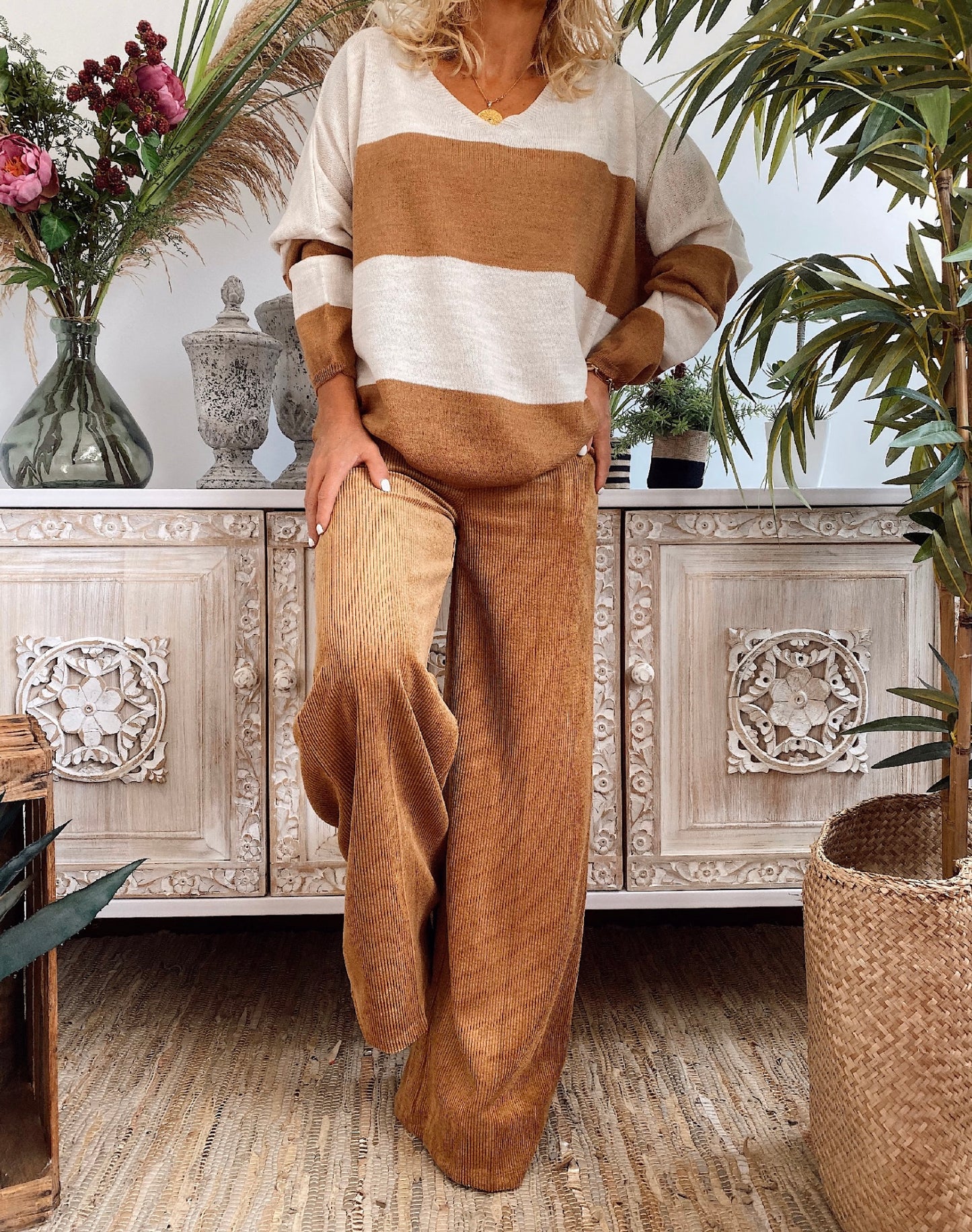 PANTALÓN DE PANA CORINNE MULTICOLOR