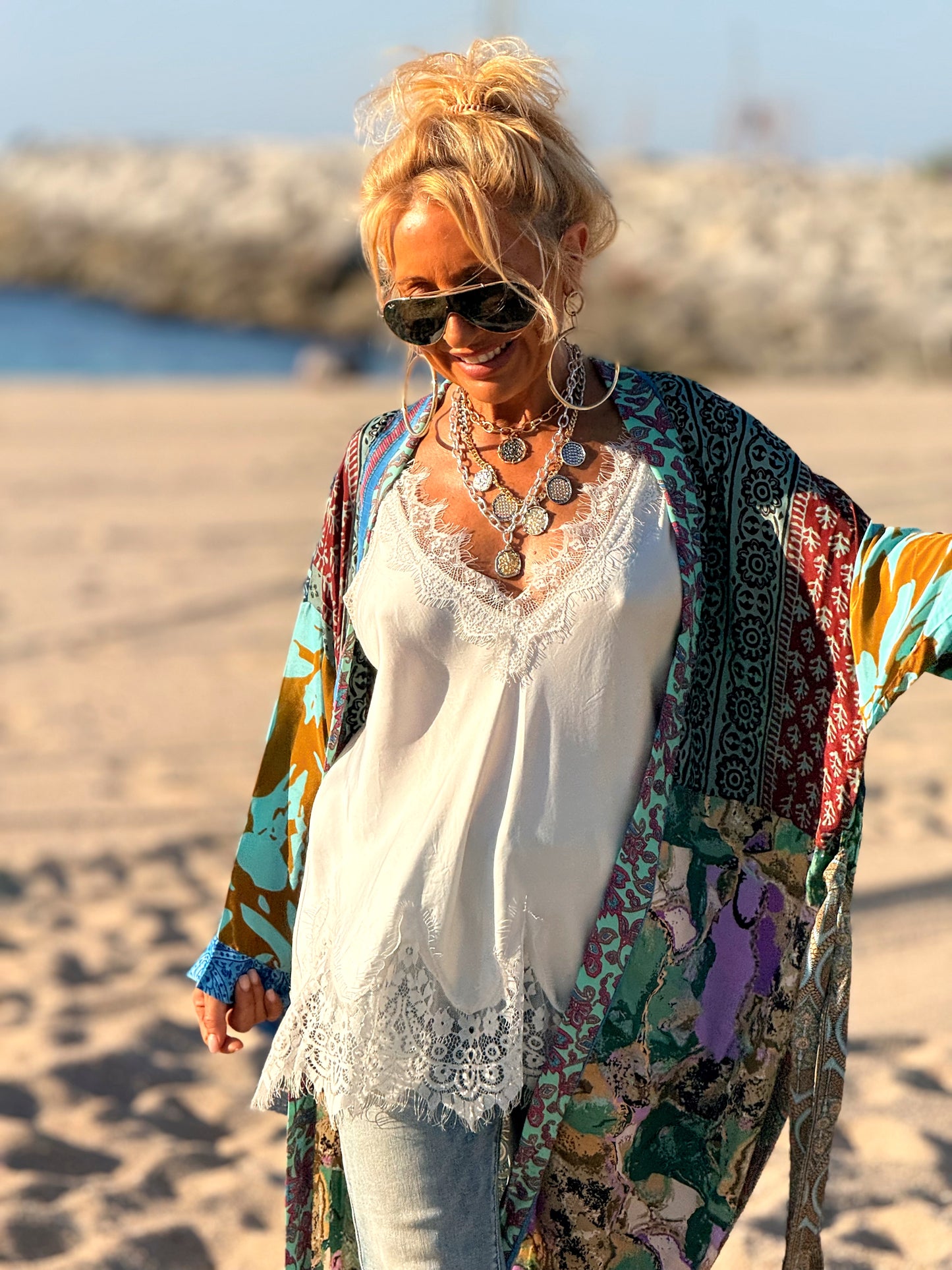 KIMONO ESTAMPADO MANGA 3/4 MULTICOLOR