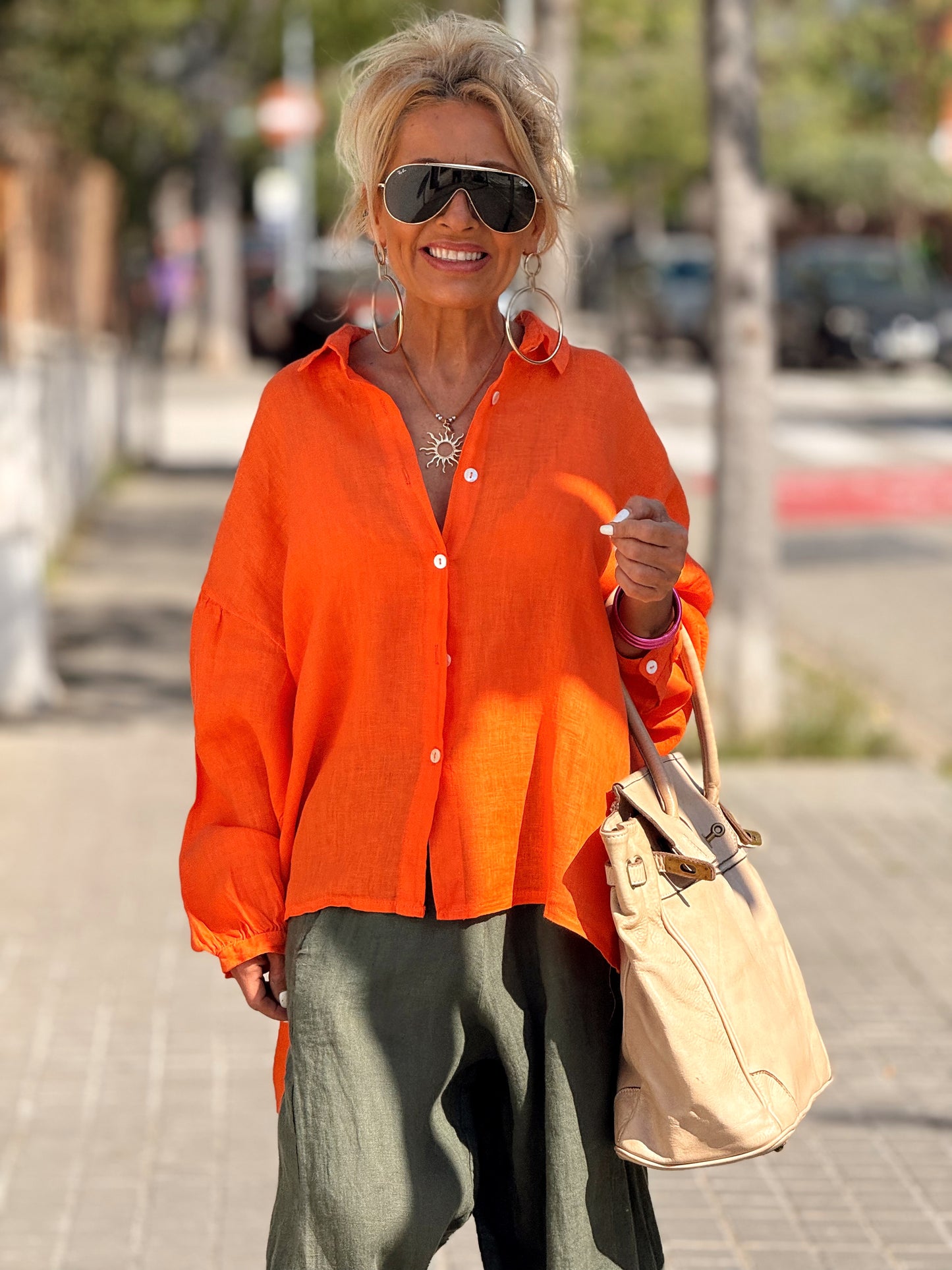 CAMISA OVERSIZE LINO LEA MULTICOLOR