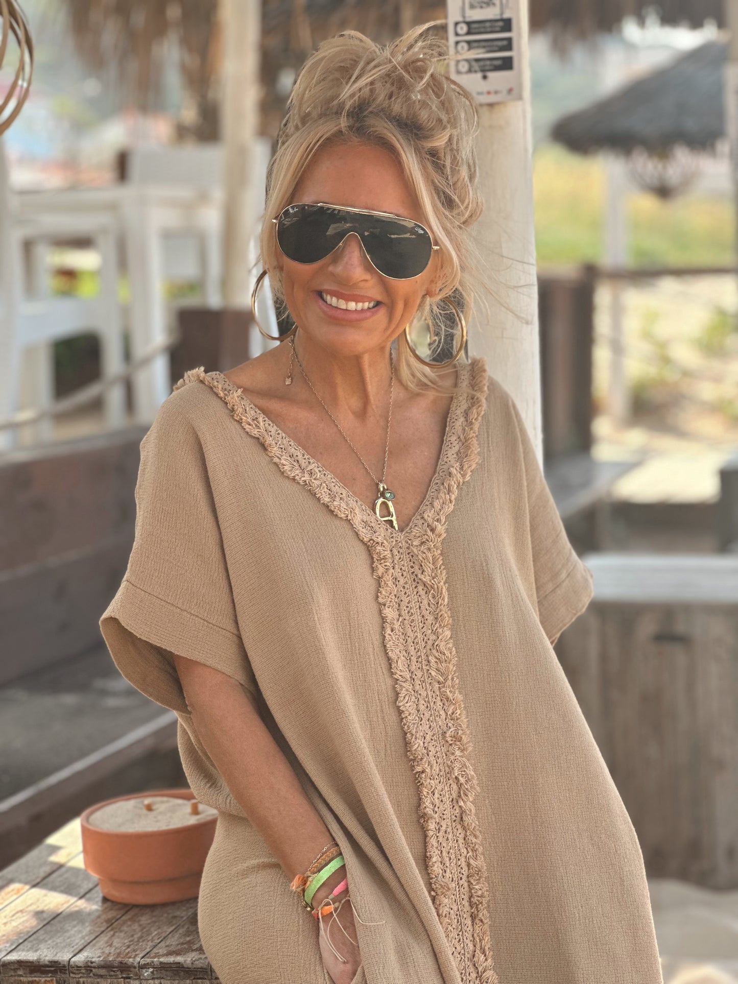 VESTIDO LARGO OVERSIZE JORDI CAMEL