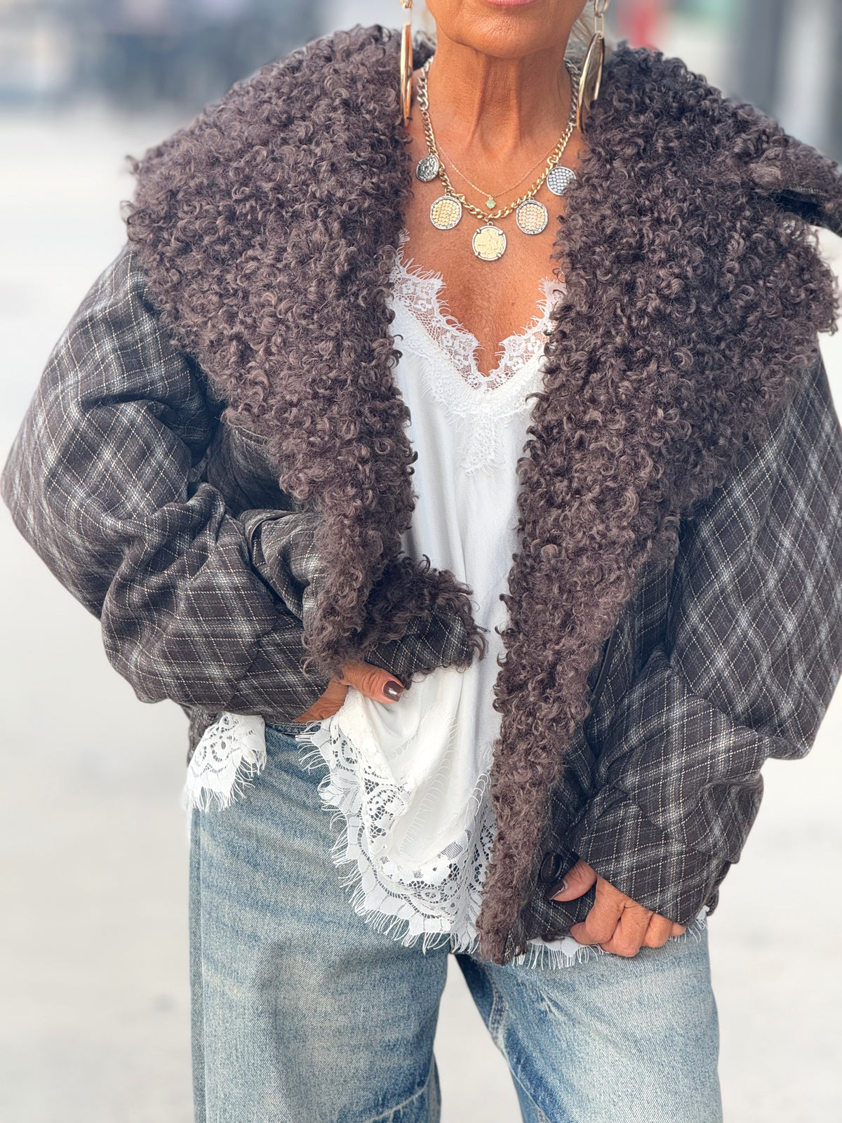 CHAQUETA CUADROS MARRÓN