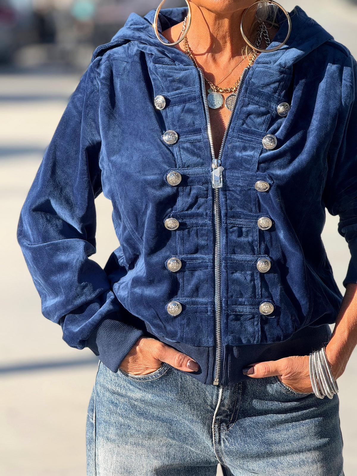 CHAQUETA TERCIOPELO AZUL