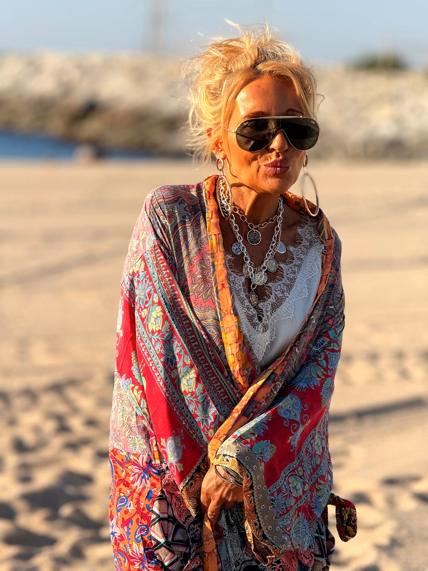 KIMONO ESTAMPADO MANGA 3/4 MULTICOLOR