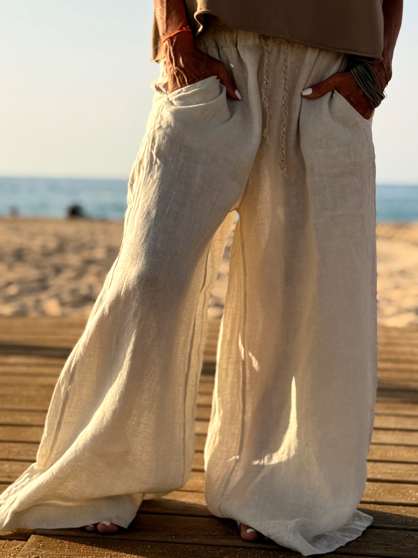 PANTALON CON CORDÓN LINO MULTICOLOR