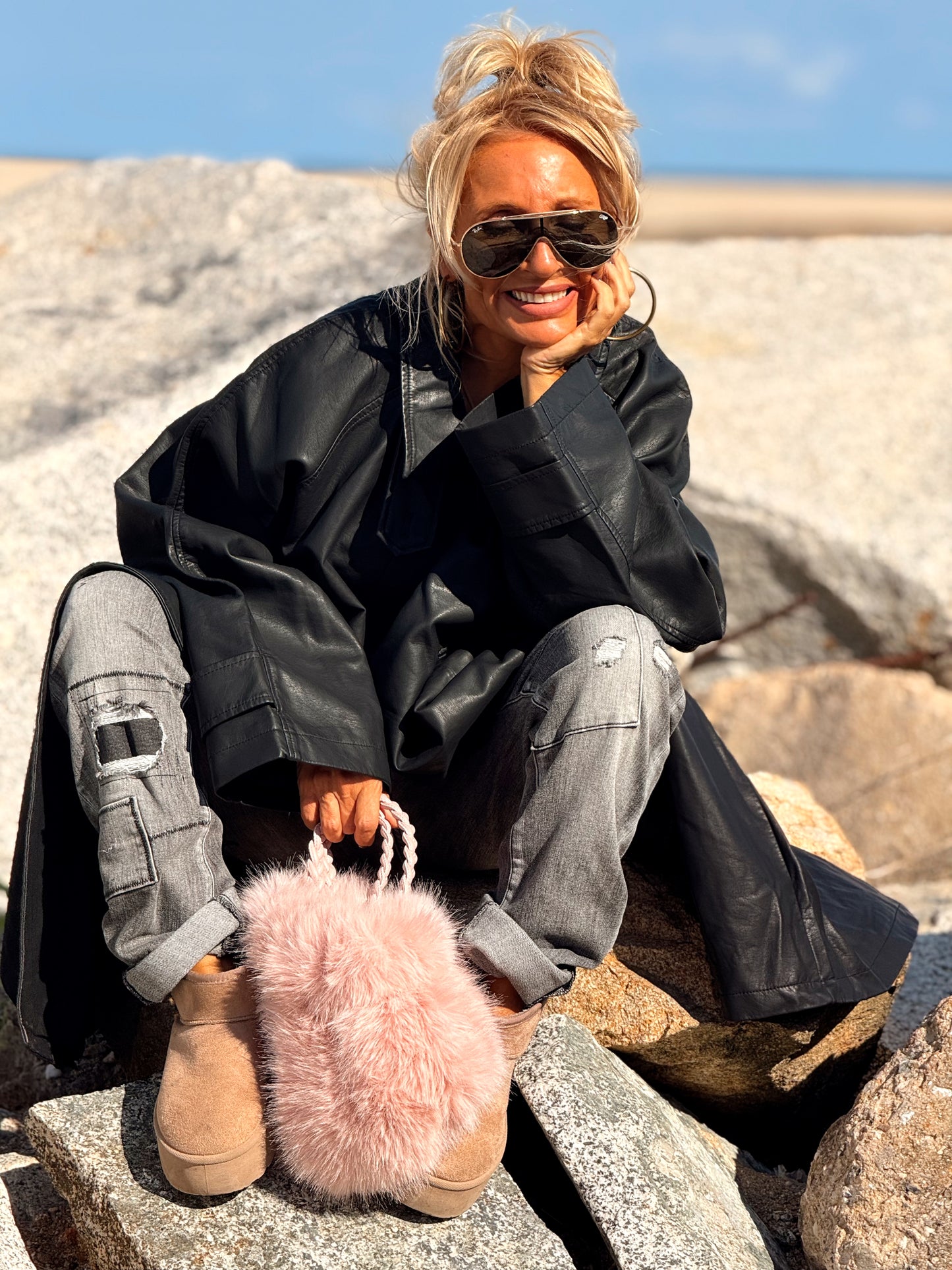 CHAQUETA LARGA POLIPIEL MULTICOLOR