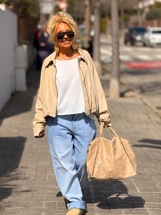 CHAQUETA CORTA AJUSTABLE ANTELINA BEIGE