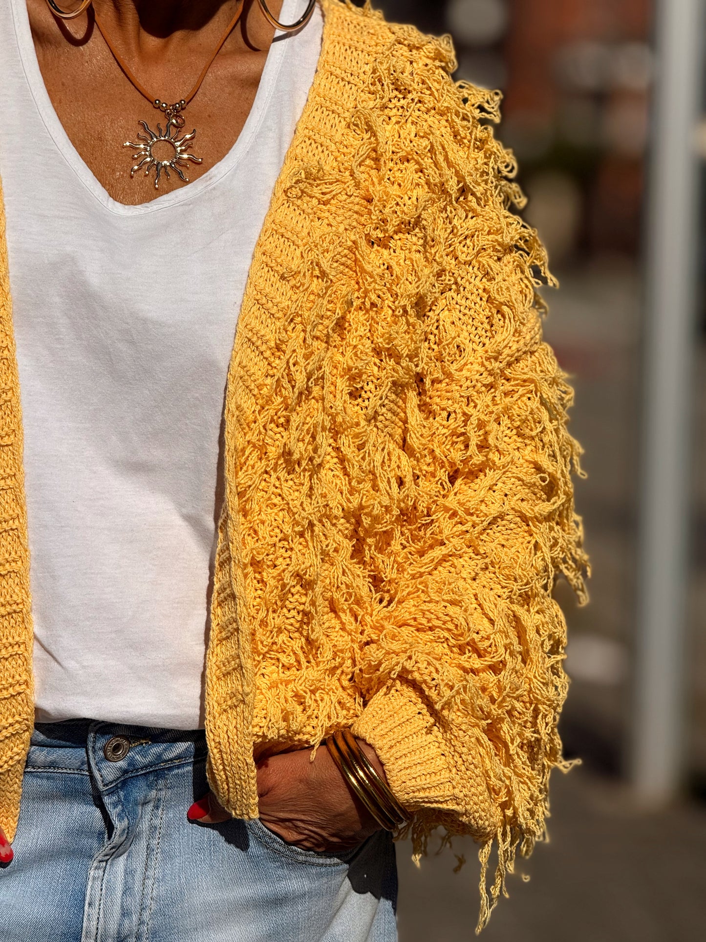 CARDIGAN CON FLECOS KEZIA MULTICOLOR