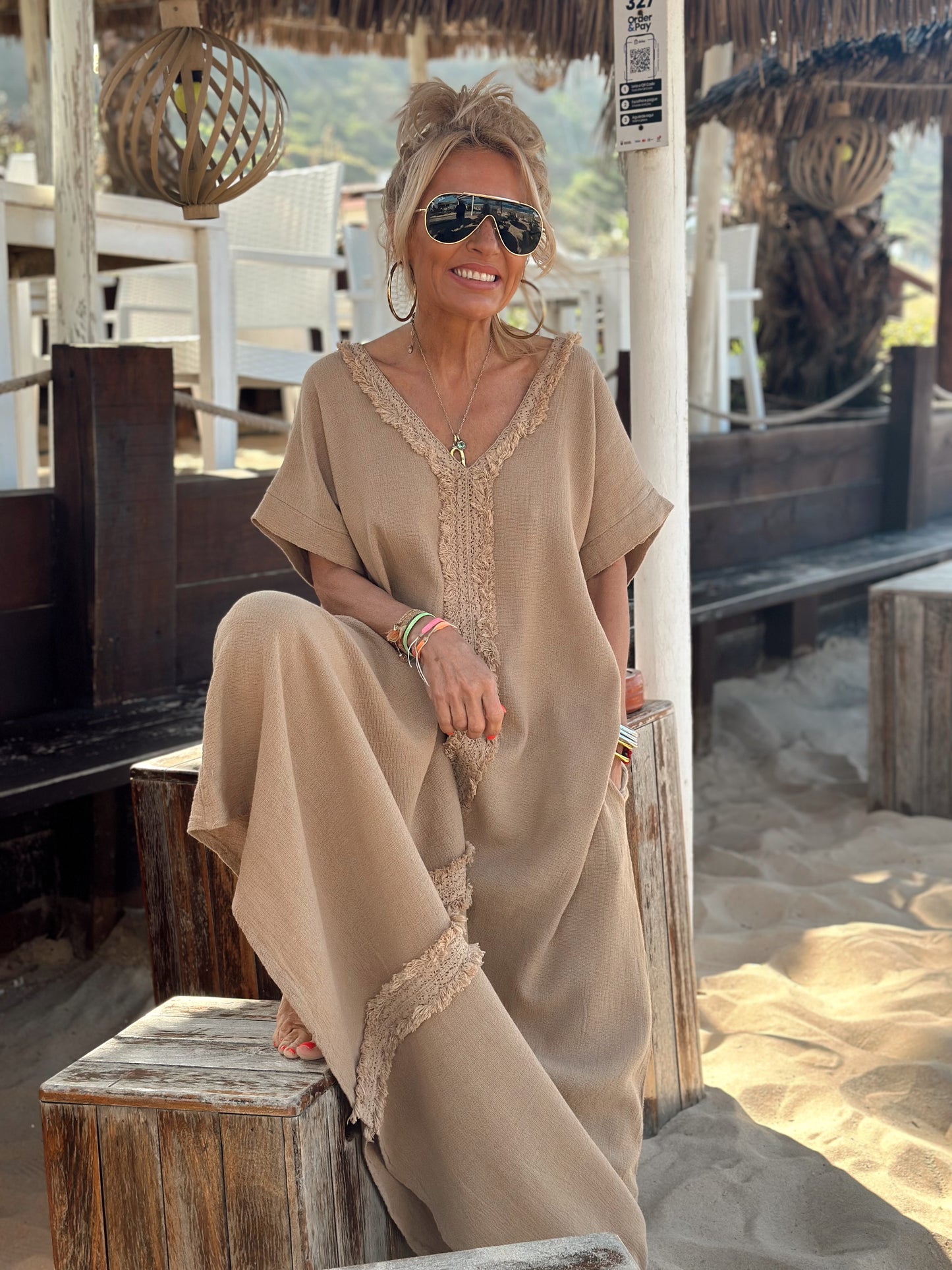 VESTIDO LARGO OVERSIZE JORDI CAMEL