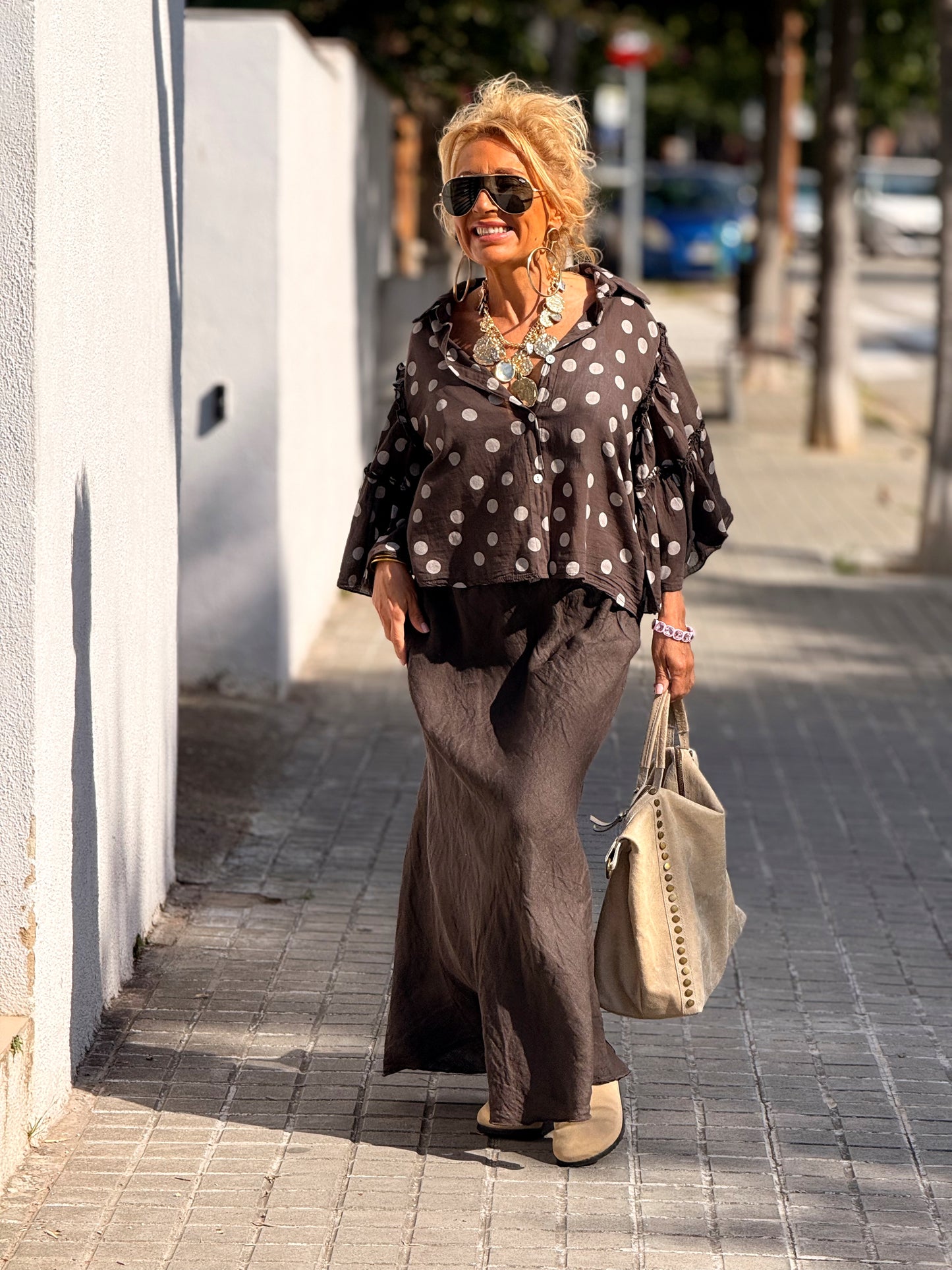 CAMISA CORTA LUNARES MULTICOLOR