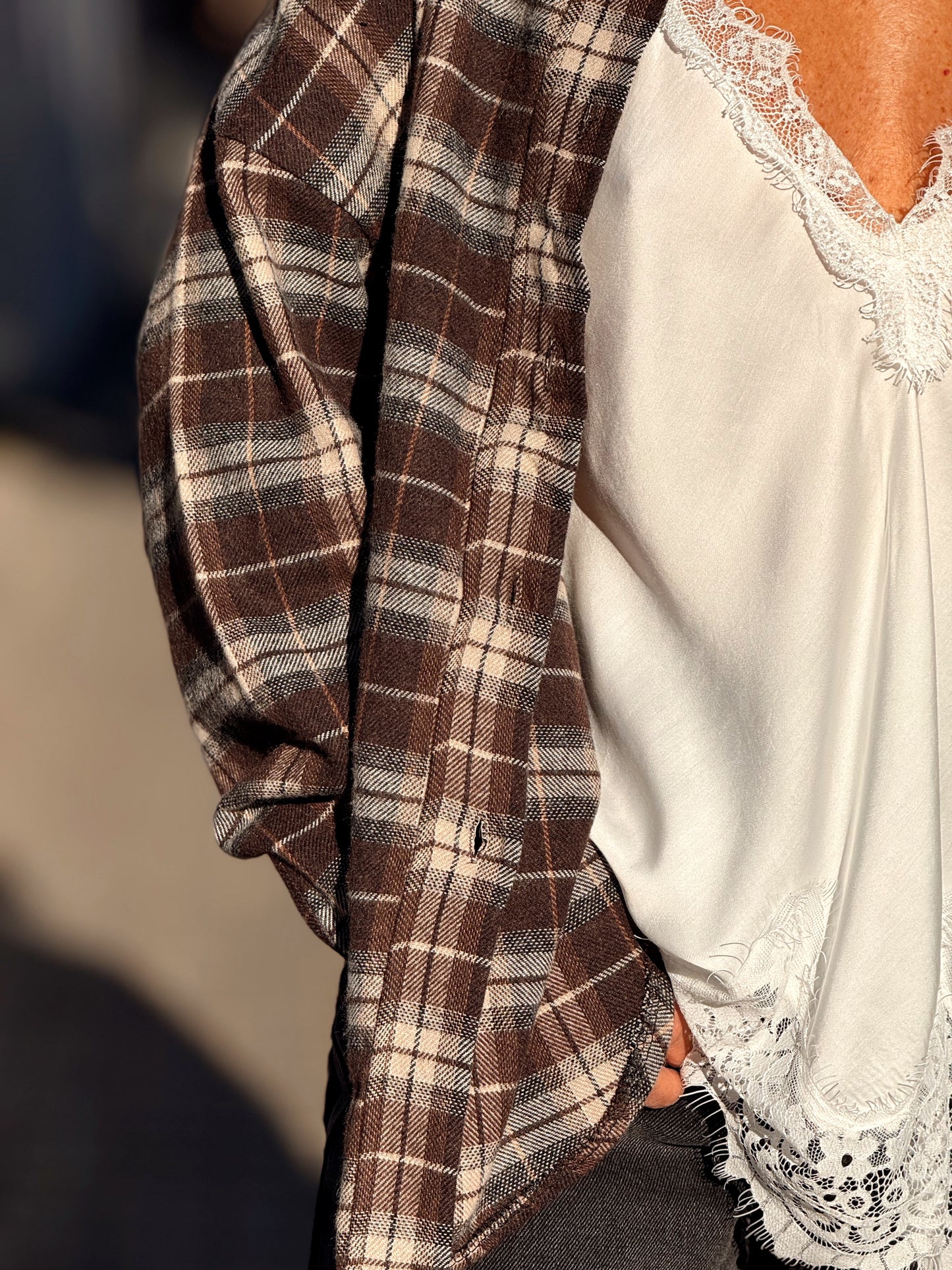 CAMISA CUADROS TITA MARRÓN