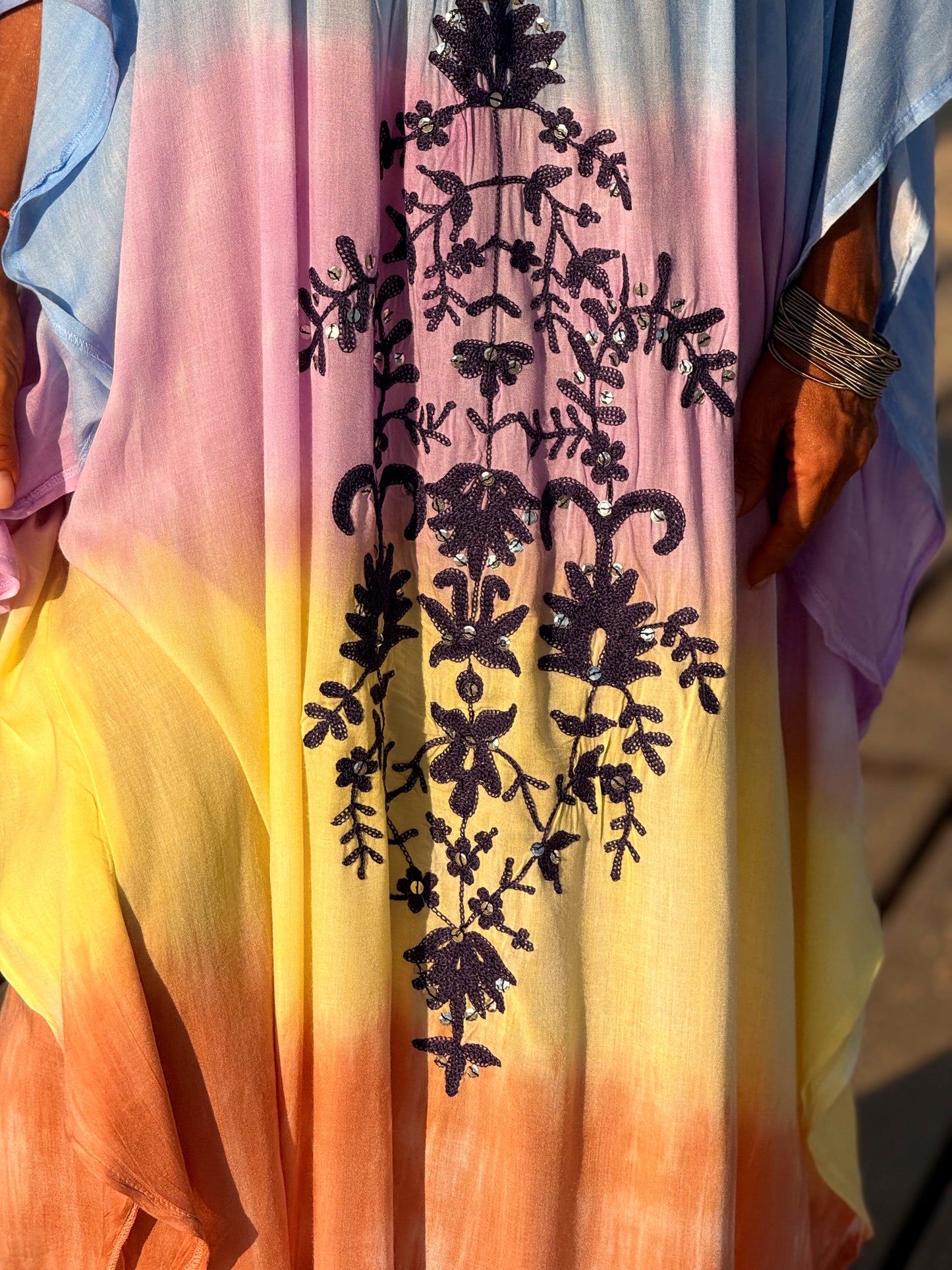 VESTIDO KAFTAN SUPER OVERSIZE IBIZA CELESTE