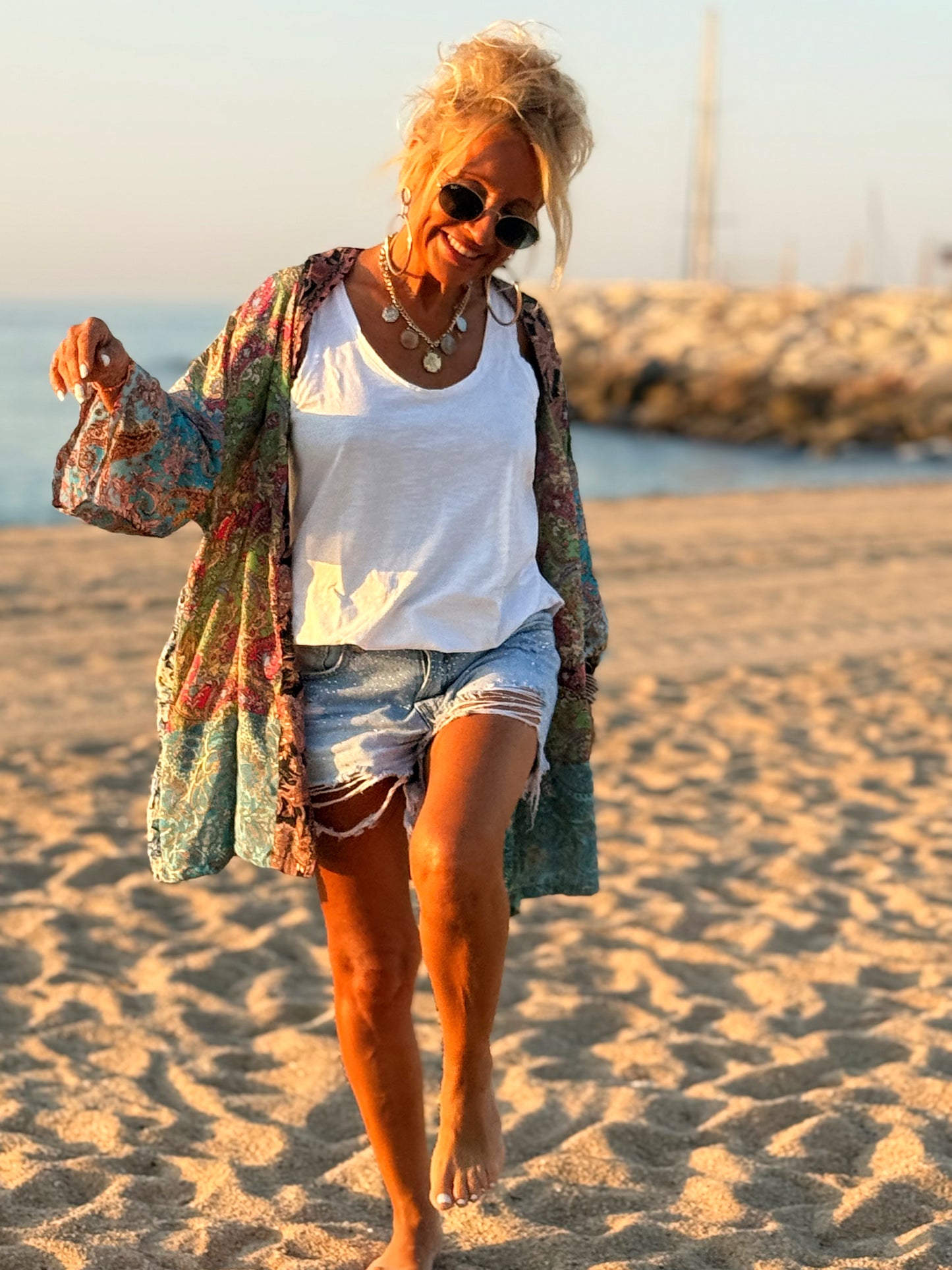 KIMONO CORTO ESTAMPADO MANGA 3/4 MULTICOLOR