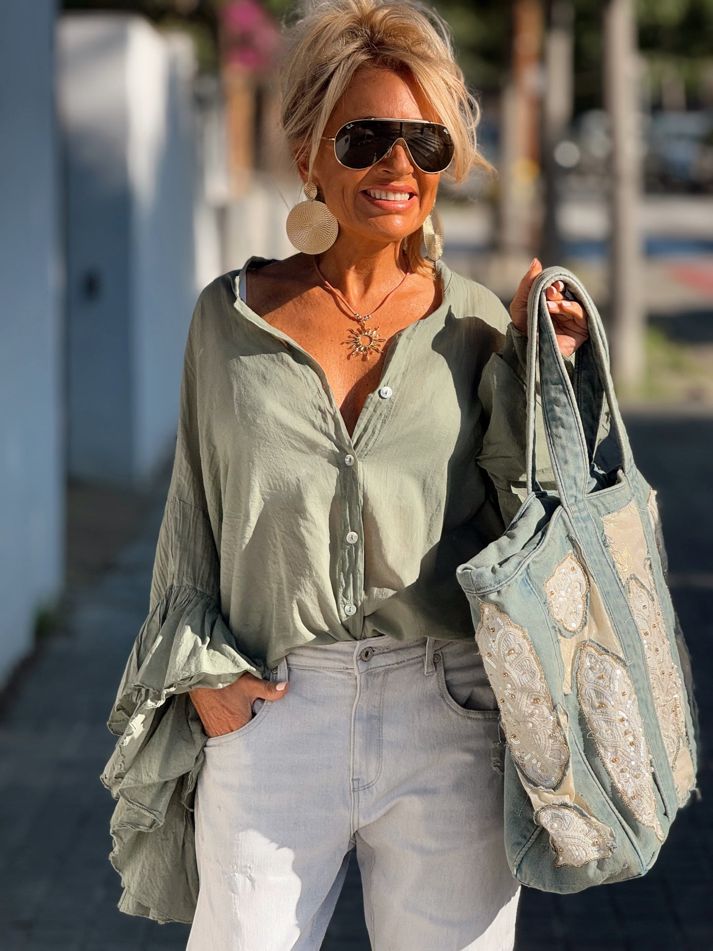 BLUSA BOHEMIAN MANGA VOLANTES KAKI