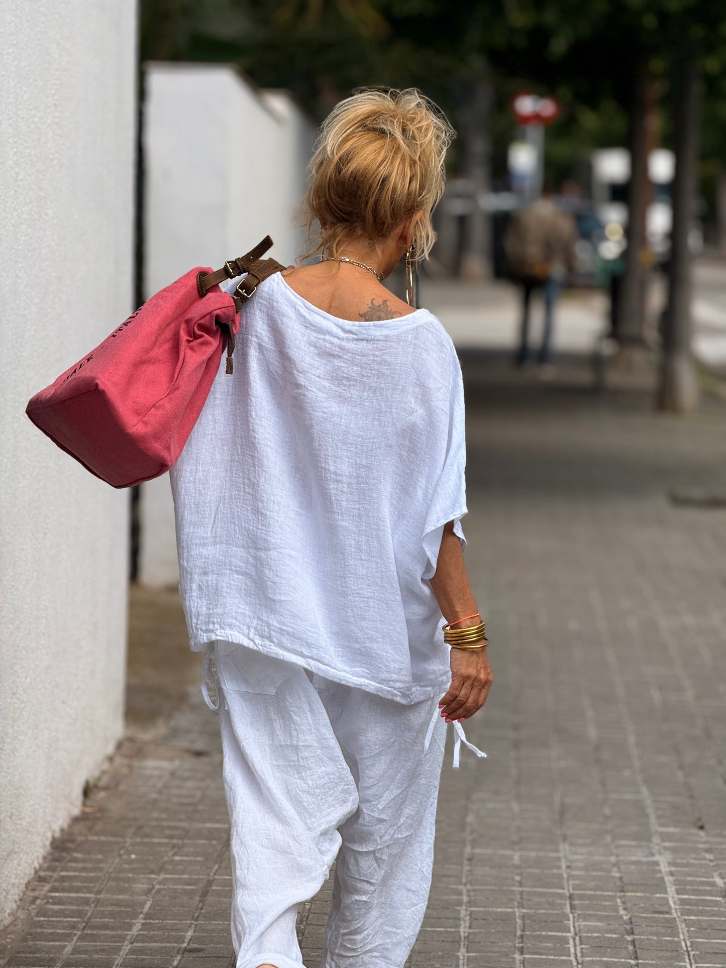BLUSA LINO CON LAZOS LEILA MULTICOLOR