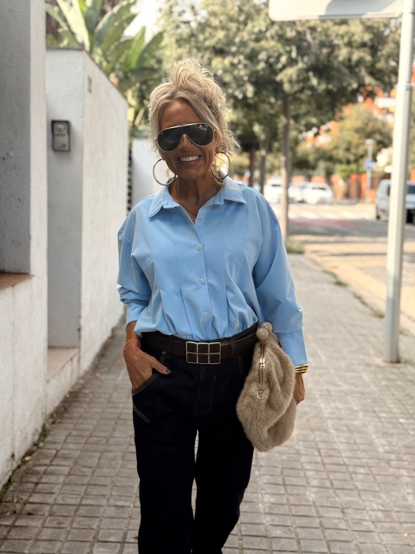 CINTURON BARCELONA DE CUADROS MARRÓN