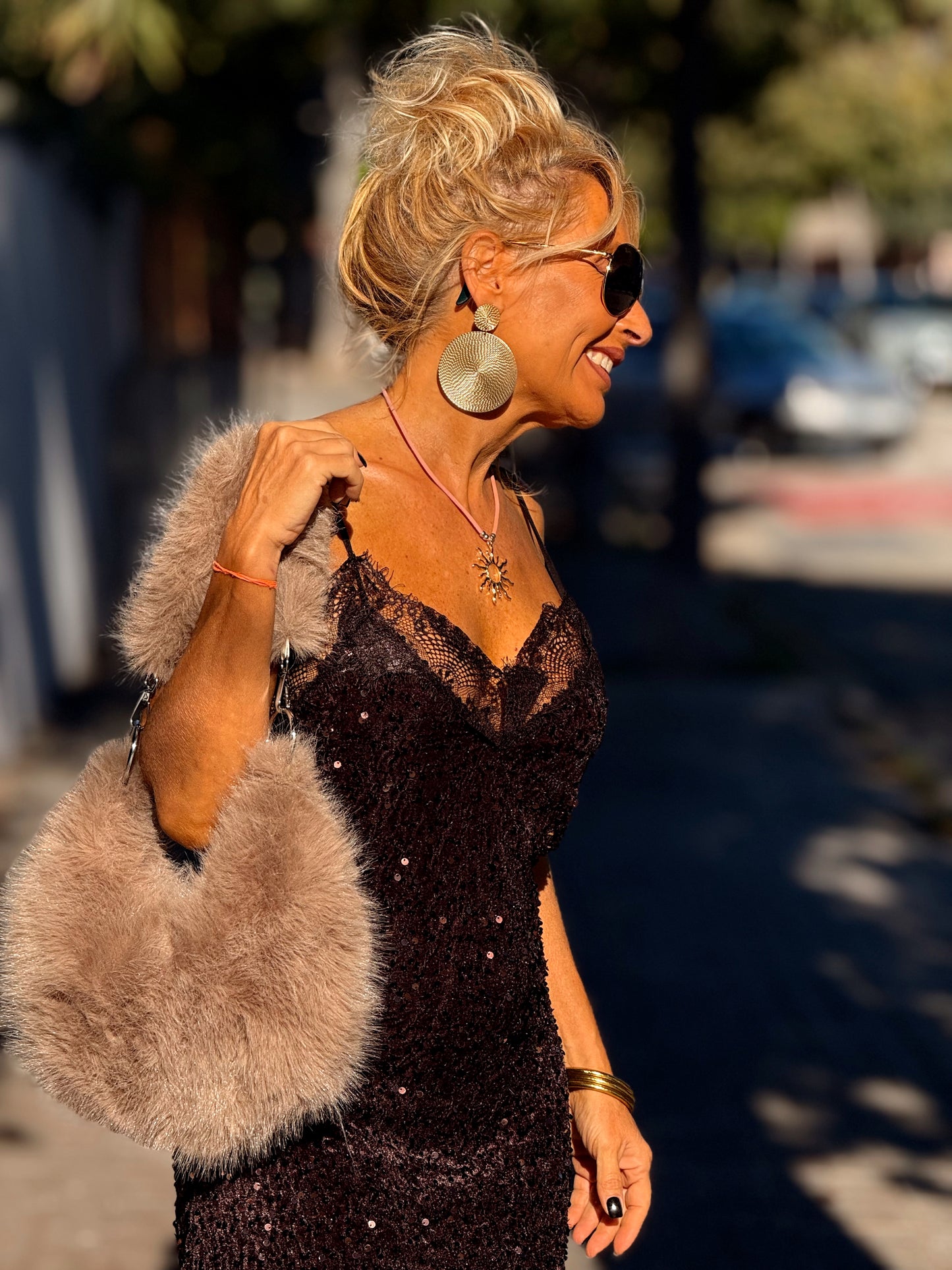 VESTIDO LENTEJUELAS MARRÓN