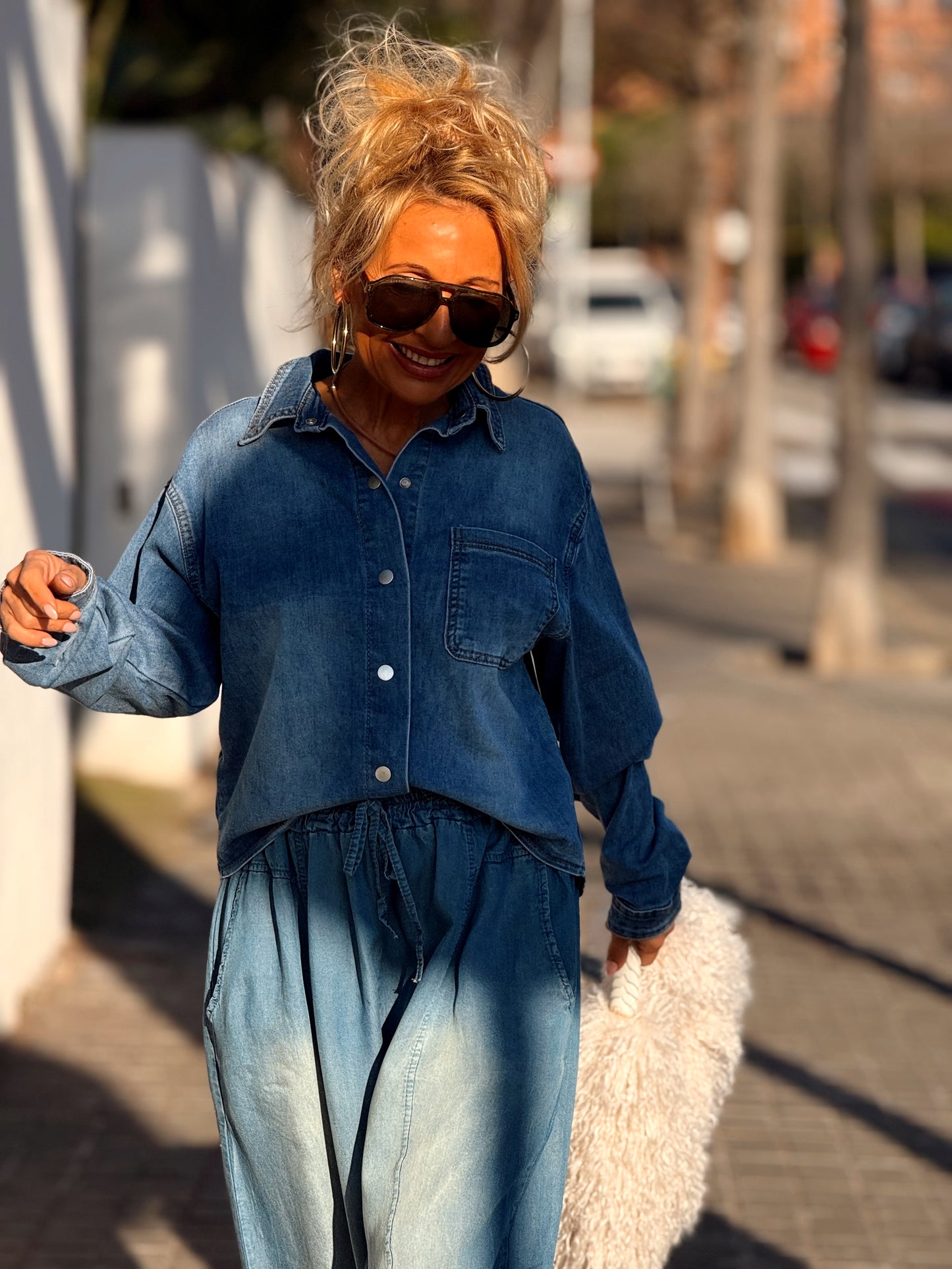 CAMISA CORTA DENIM TEJANO