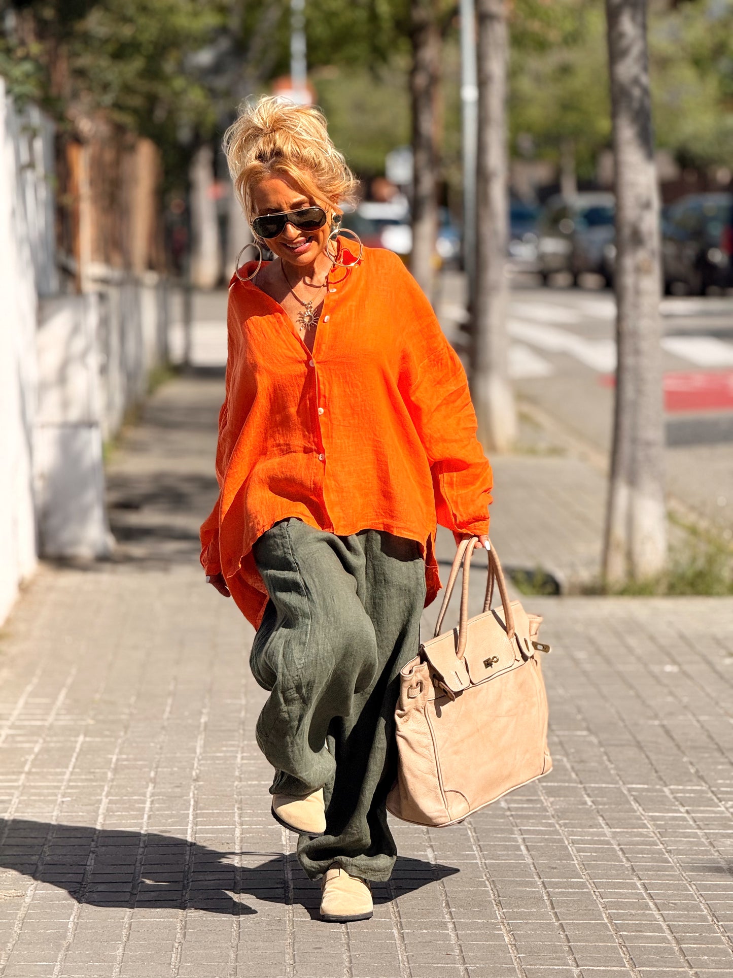 CAMISA OVERSIZE LINO LEA MULTICOLOR