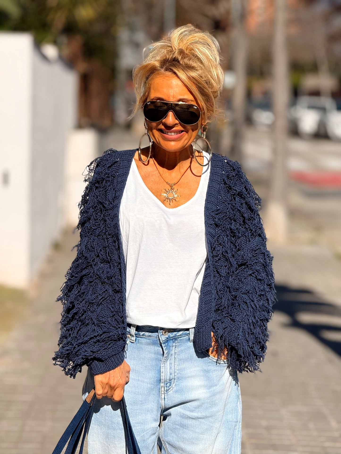 CARDIGAN CON FLECOS KEZIA MULTICOLOR