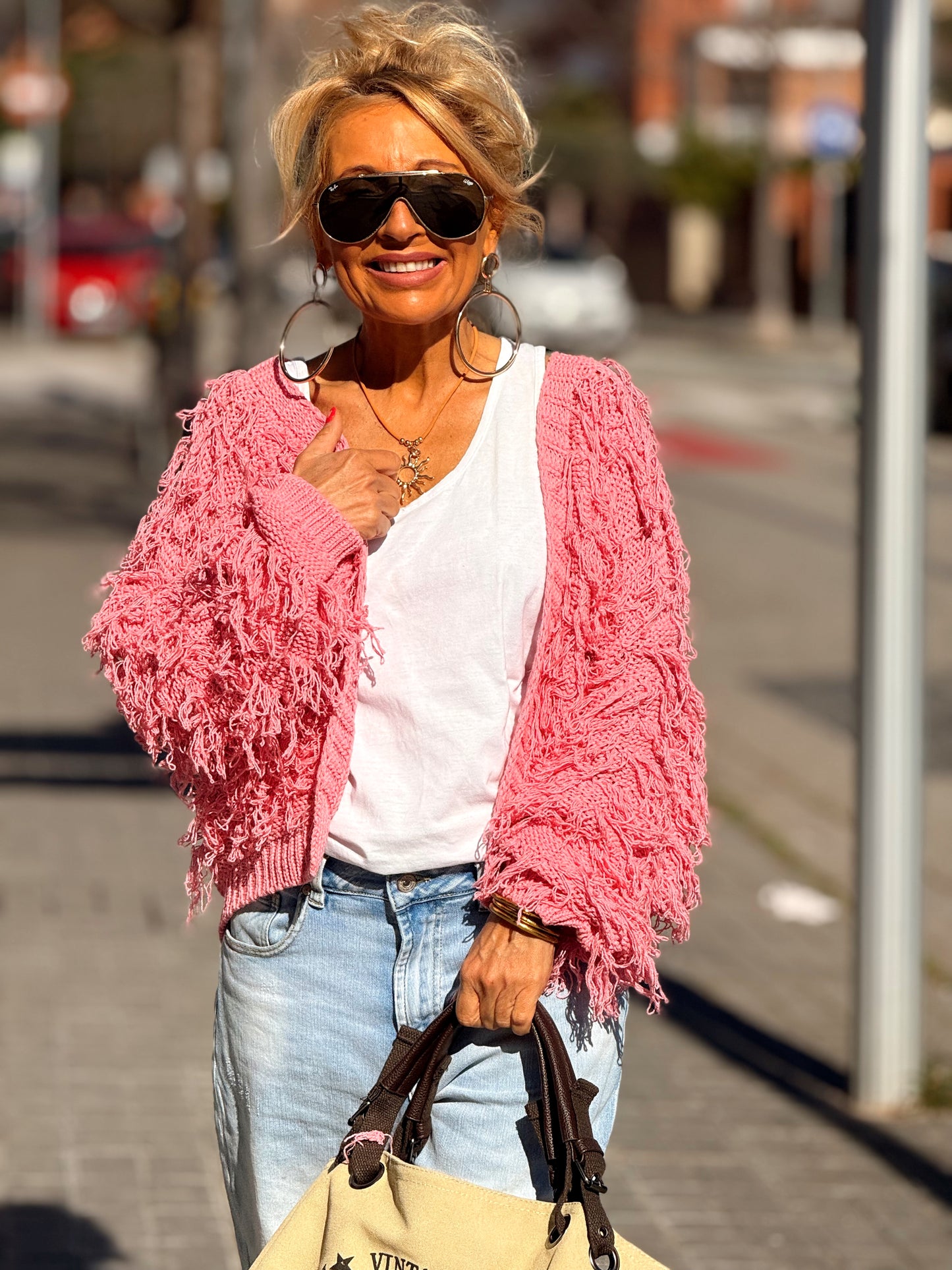 CARDIGAN CON FLECOS KEZIA MULTICOLOR