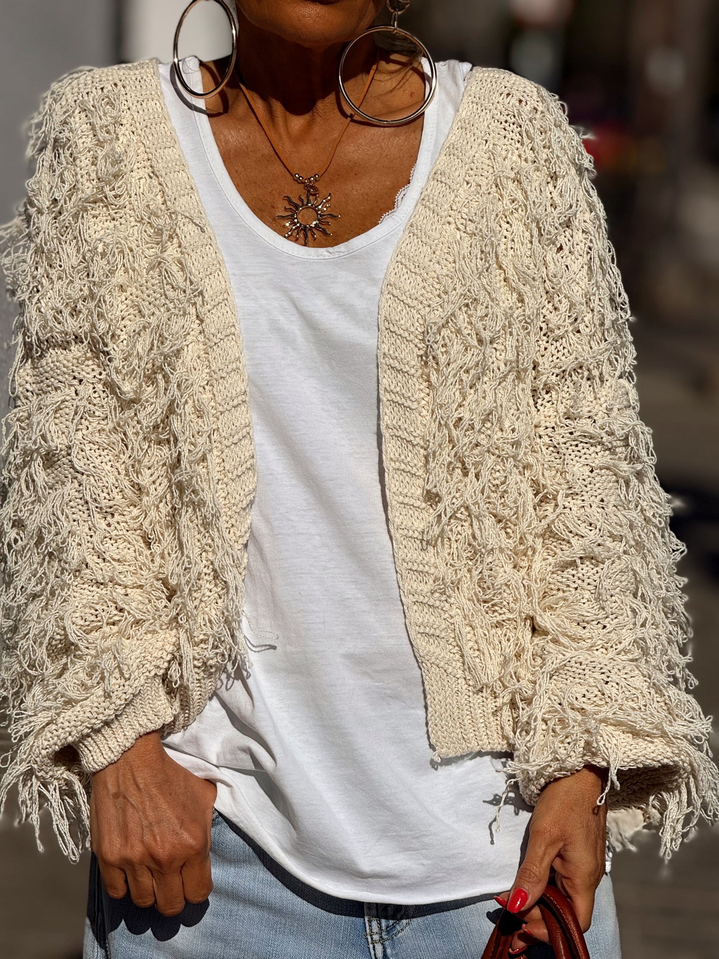 CARDIGAN CON FLECOS KEZIA MULTICOLOR