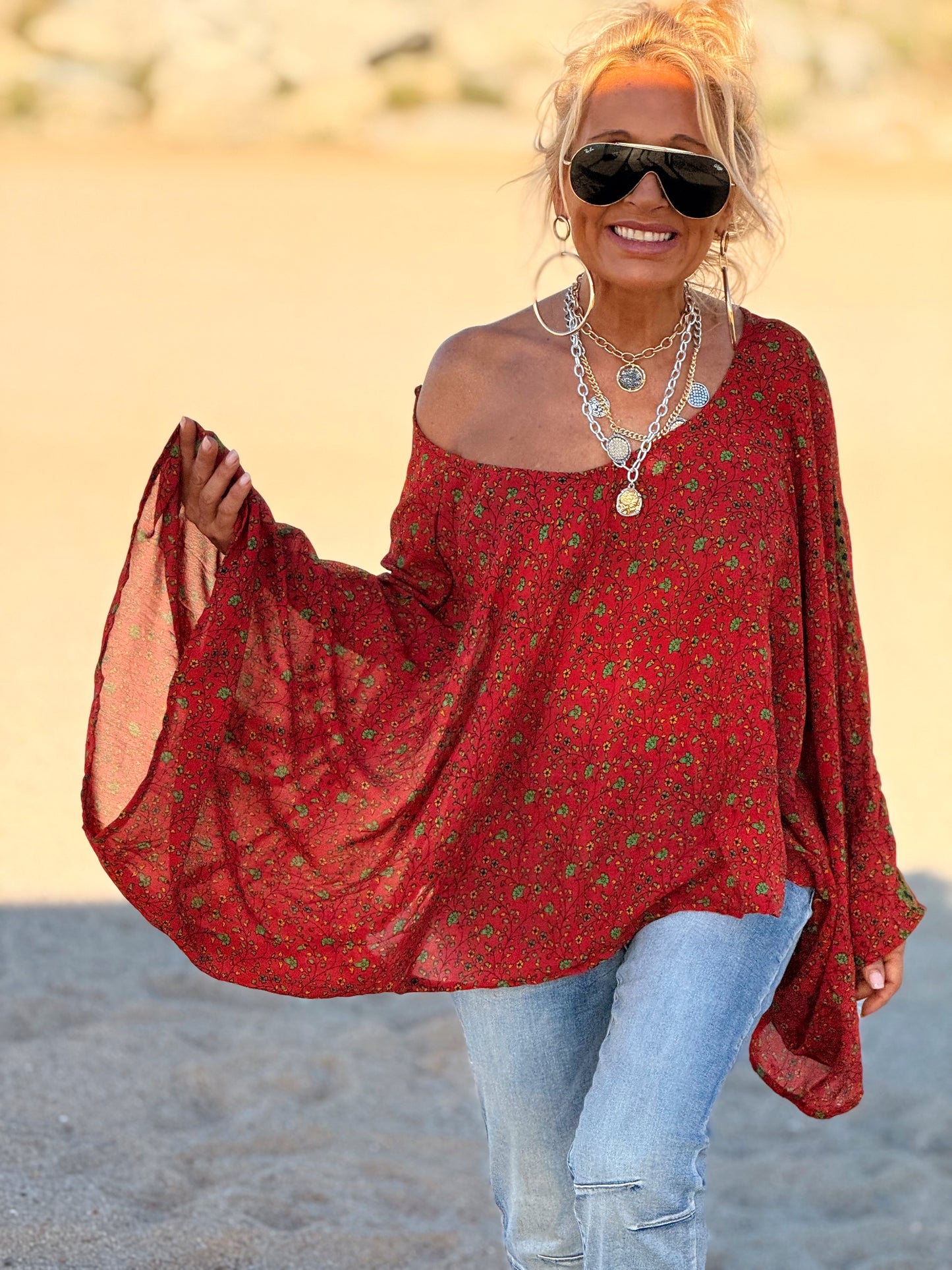 BLUSA-CAPA ESTAMPADO CREPE DE SEDA INDY MULTICOLOR