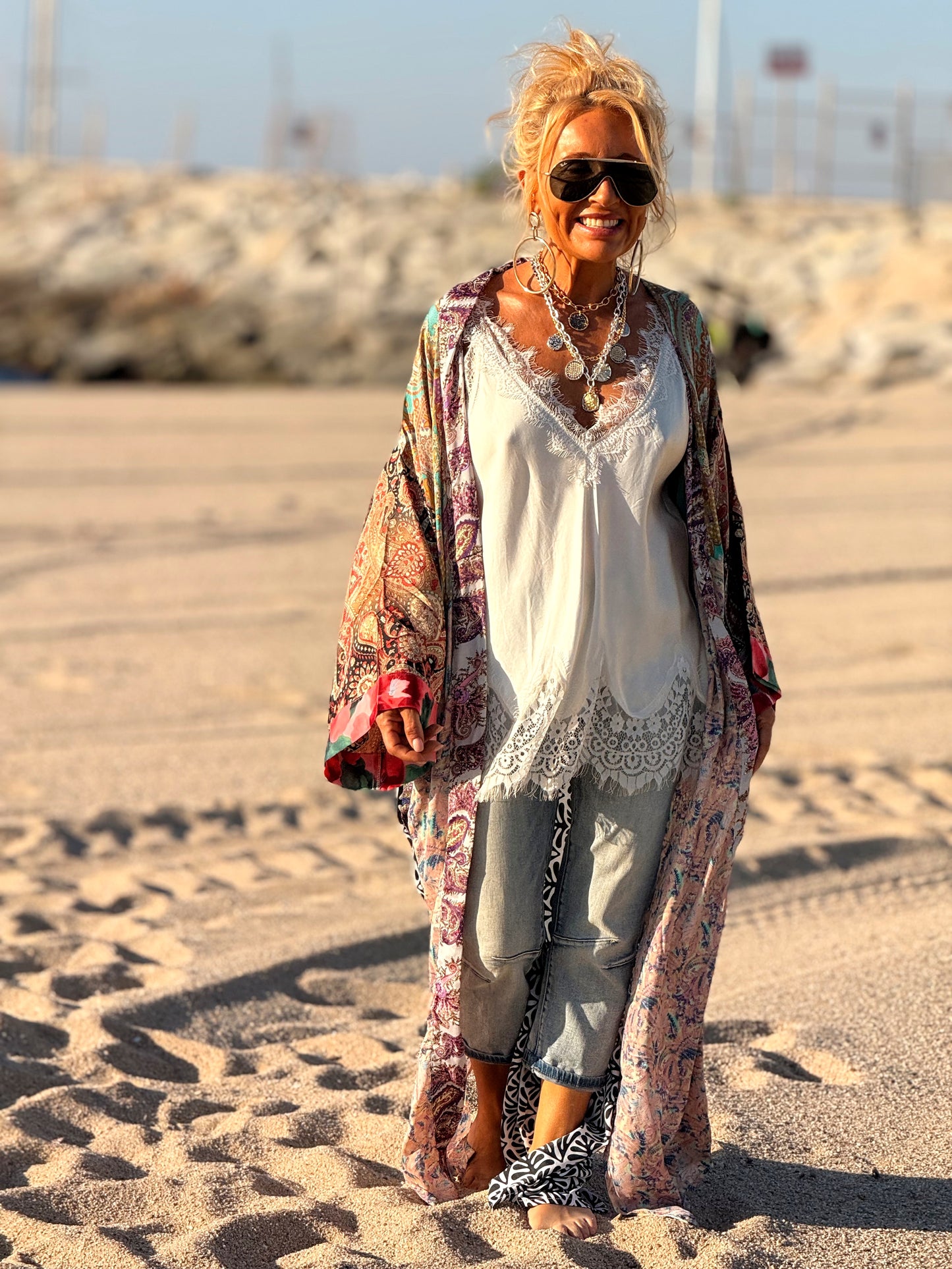 KIMONO ESTAMPADO MANGA 3/4 MULTICOLOR