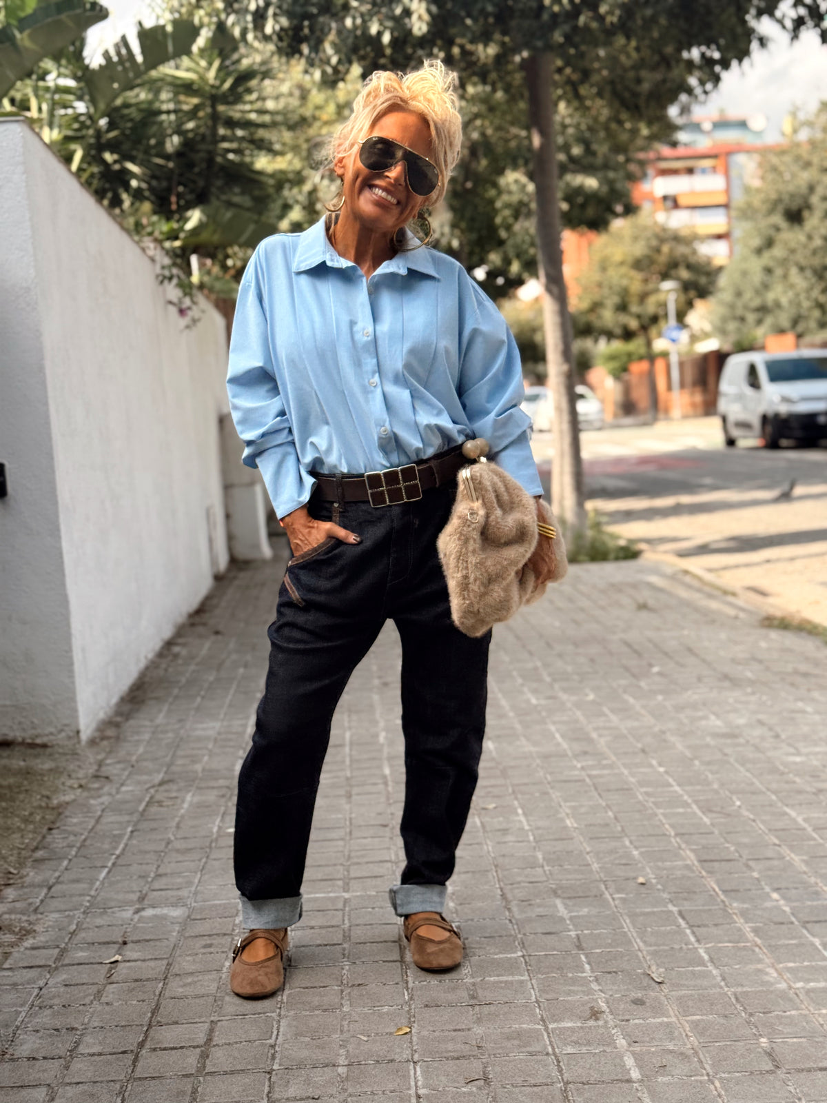 CAMISA CON PLIEGUES FILIPA MULTICOLOR