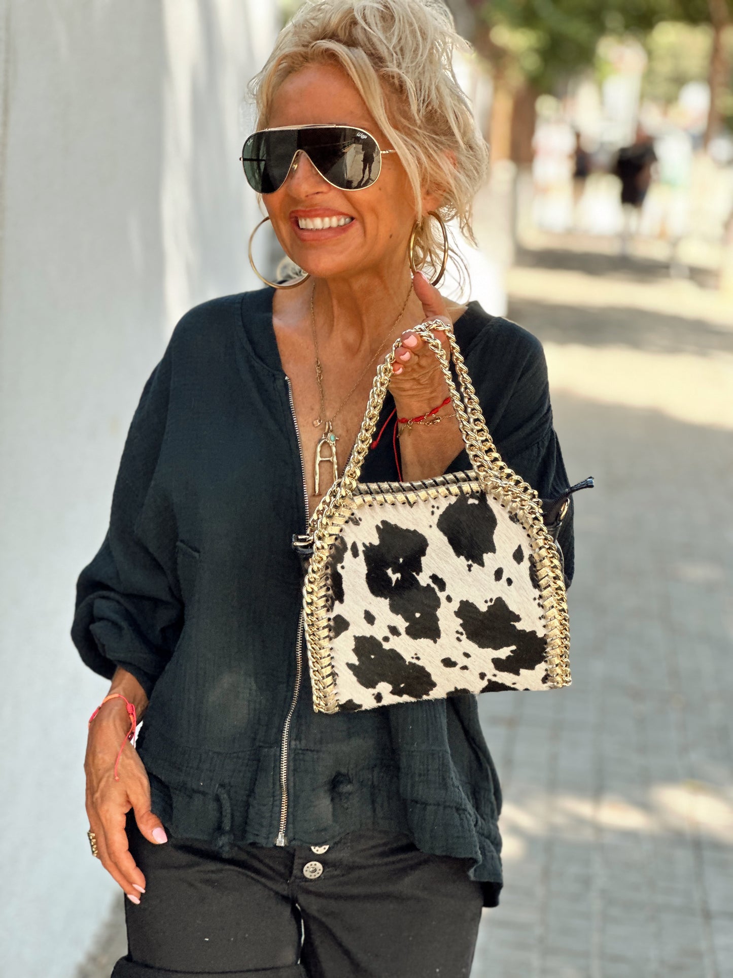 BOLSO MIAMI VACA NEGRO