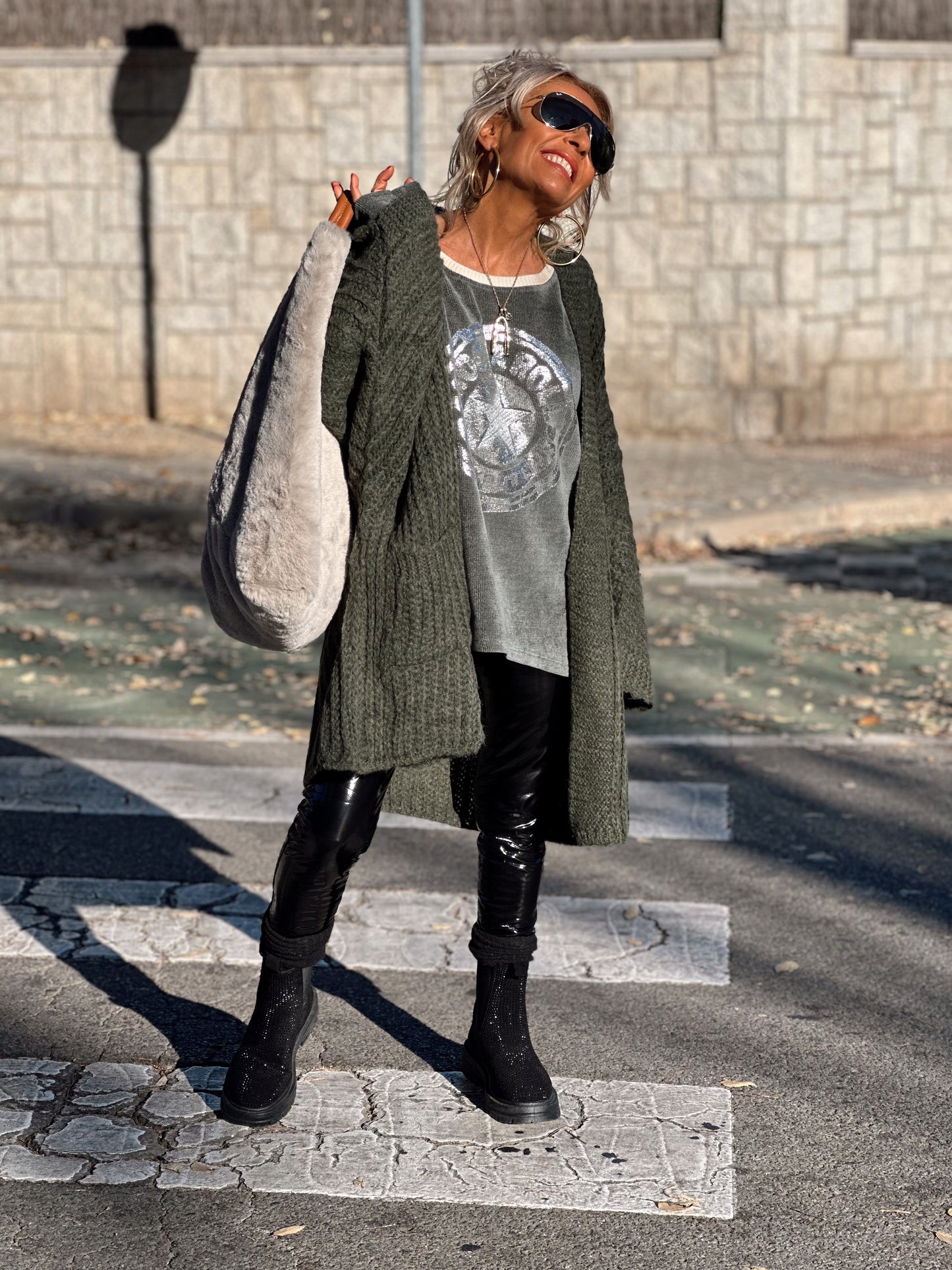 CHAQUETA DE PUNTO NATALIA KAKI