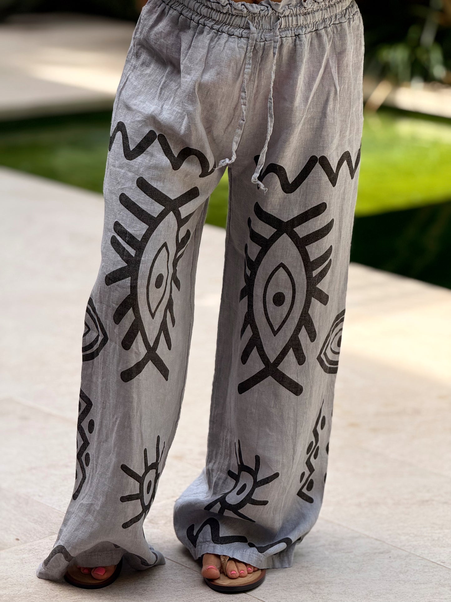 PANTALON LINO ÉTNICO MULTICOLOR