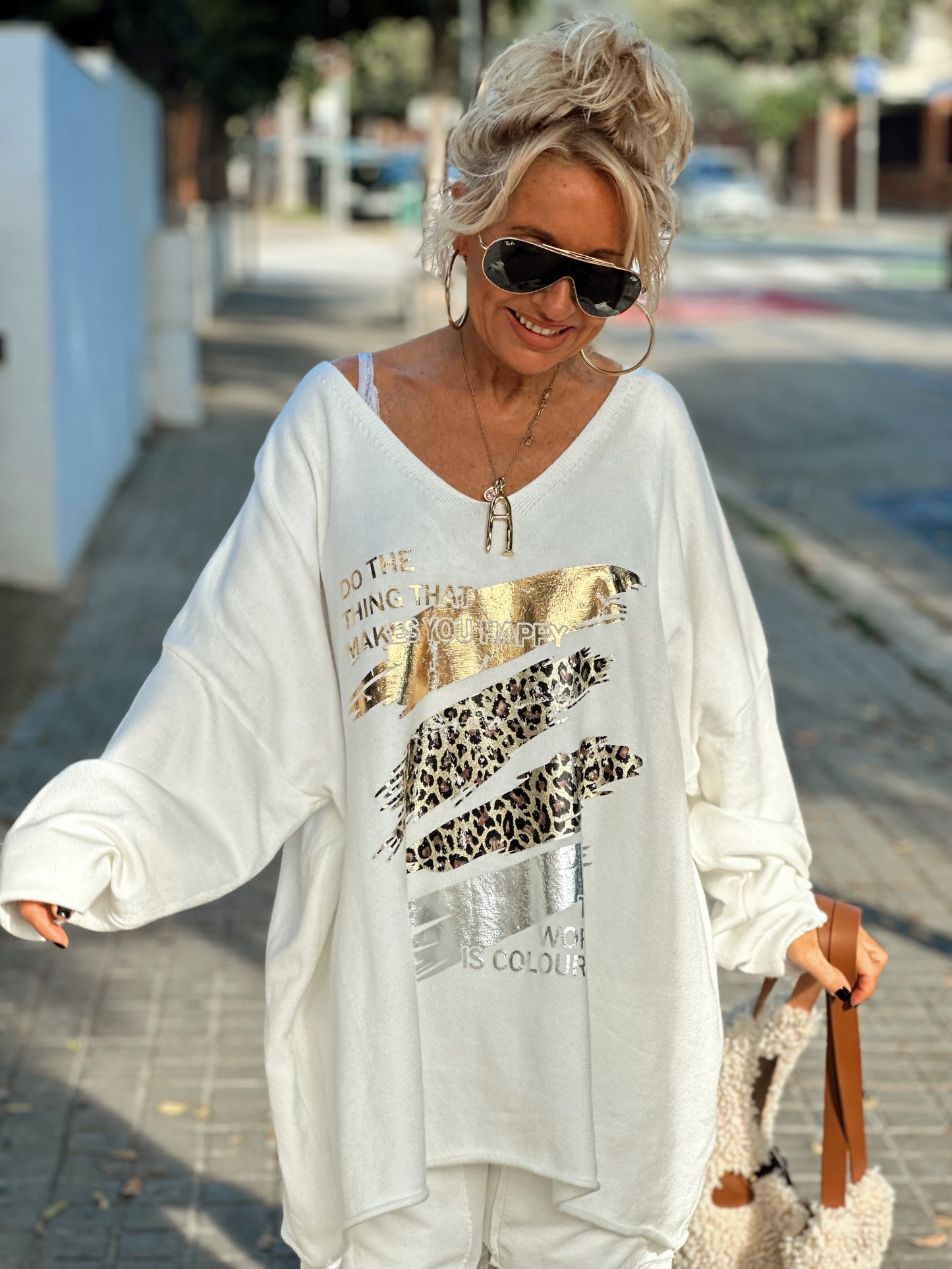 JERSEY DE PUNTO OVERSIZE ANIMAL PRINT CRUDO