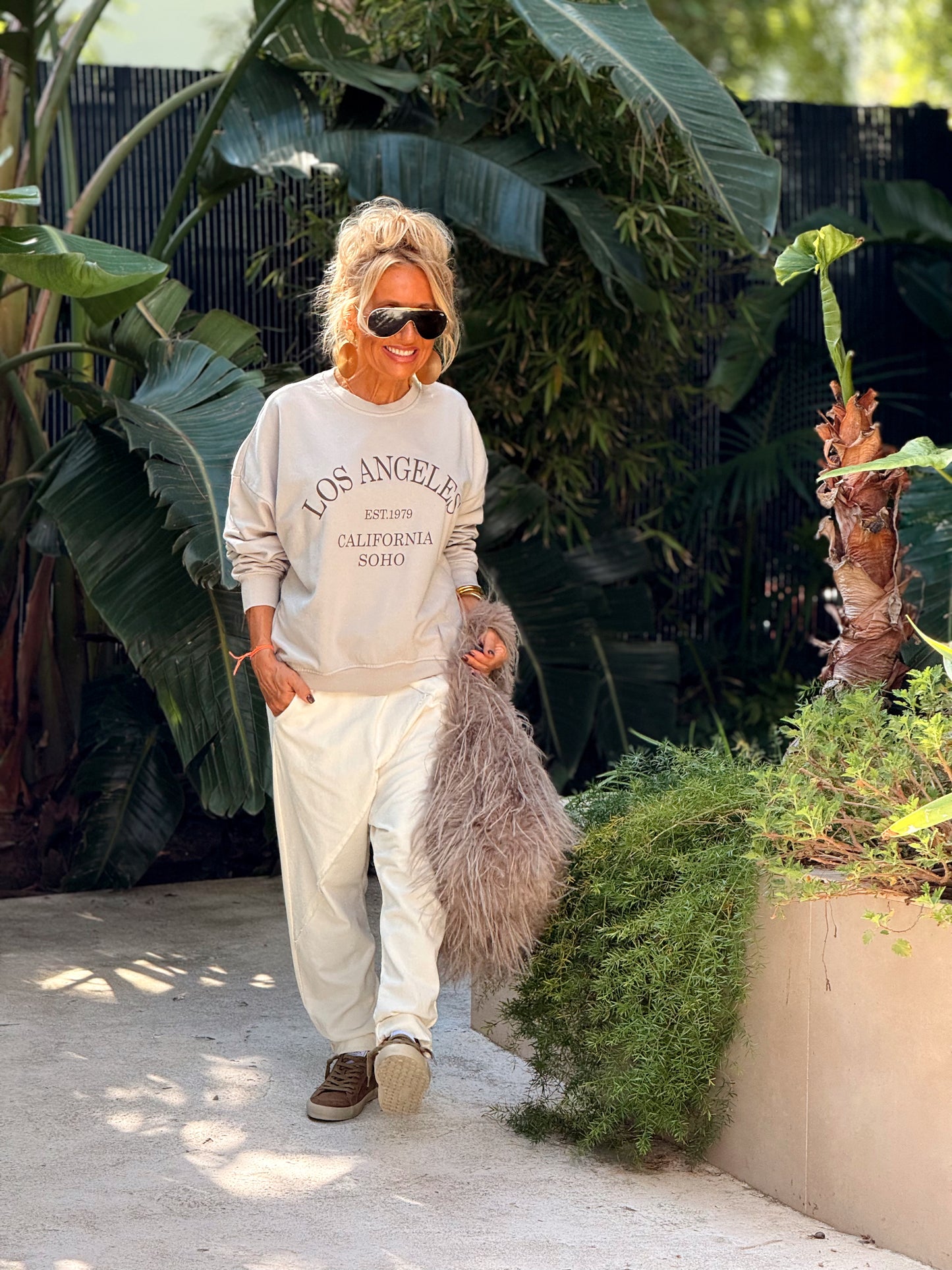 SUDADERA LOS ANGELES BEIGE