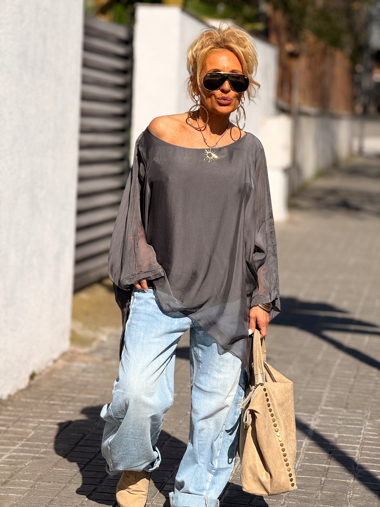 BLUSA CON TOP OVERSIZE ASIMÉTRICA NOA MULTICOLOR