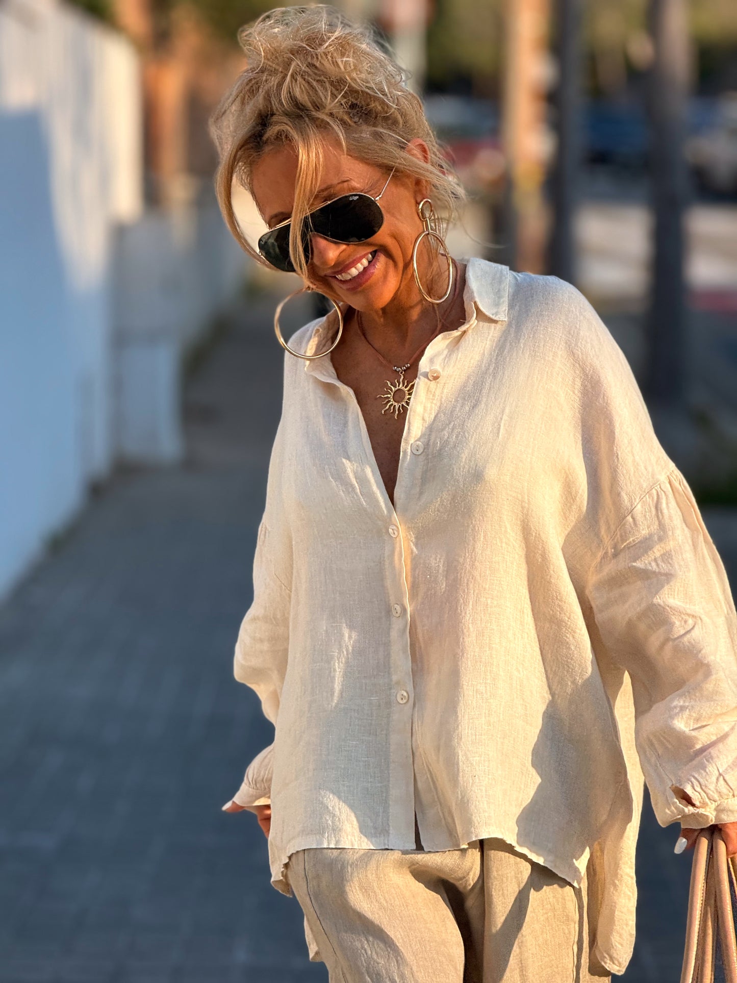 CAMISA OVERSIZE LINO LEA MULTICOLOR
